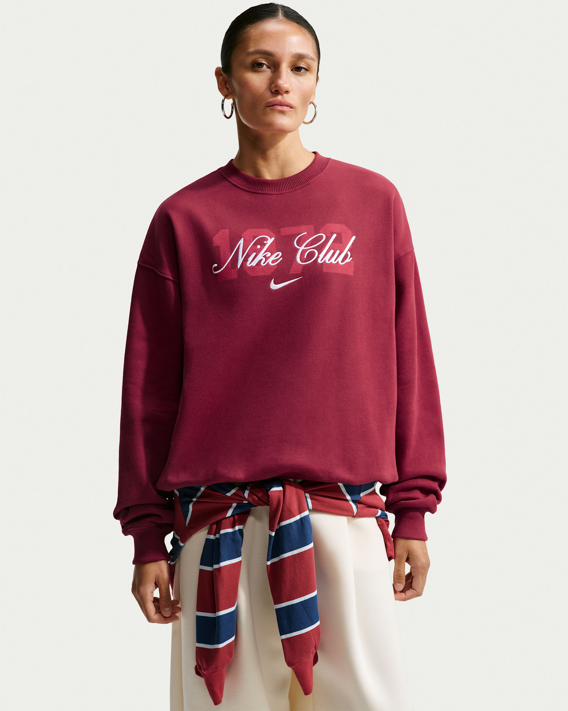 Tröja i oversize-passform Nike Studio Fleece Medium Weight för kvinnor - Team Red