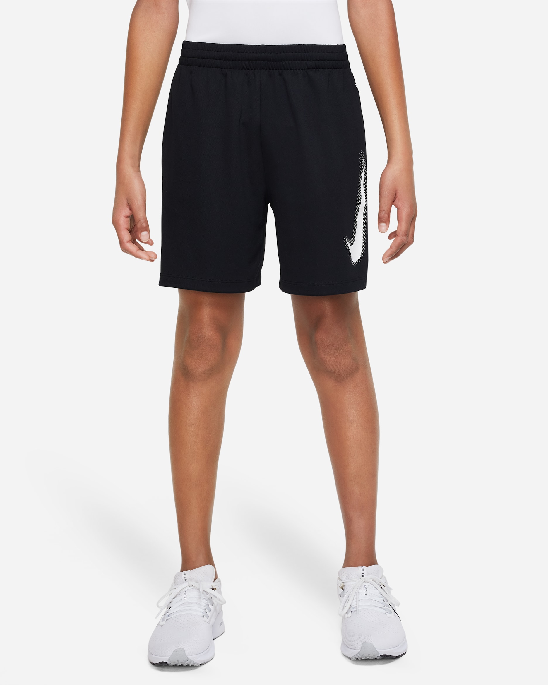 Nike Multi Older Kids' (Boys') Dri-FIT Graphic Training Shorts - Black/White/White