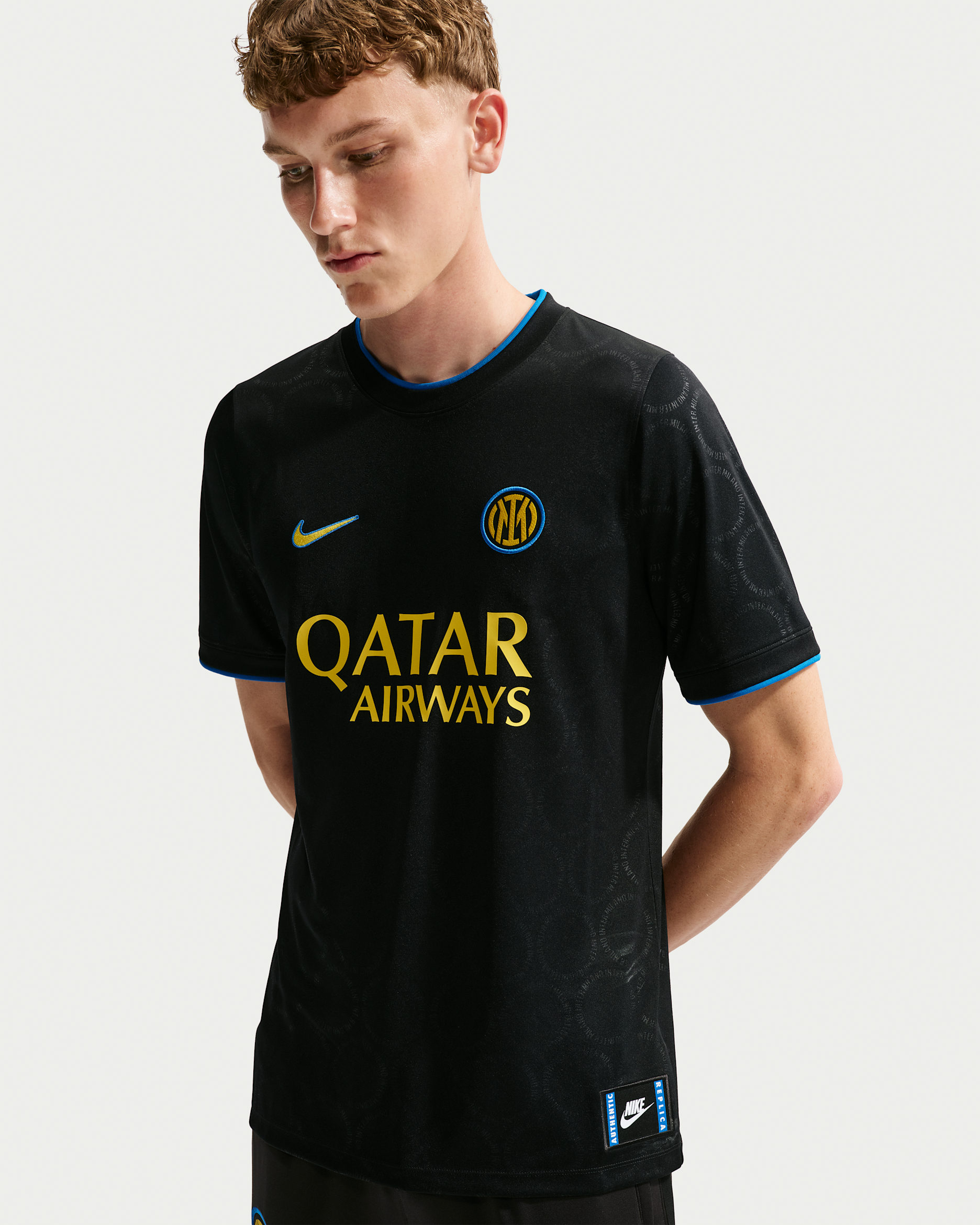 Haut de foot d'avant-match Nike Dri-FIT Inter Milan Third pour homme - Noir/Blue Spark/Tour Yellow