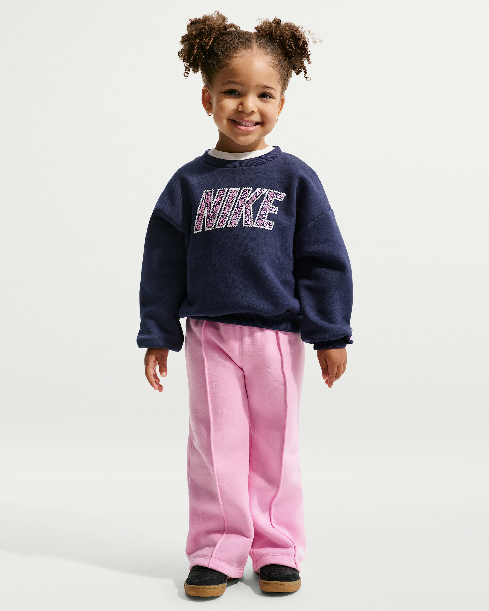 Conjunto de 2 piezas con pants de pierna ancha infantil Nike Retro Remix - Rosa amanecer