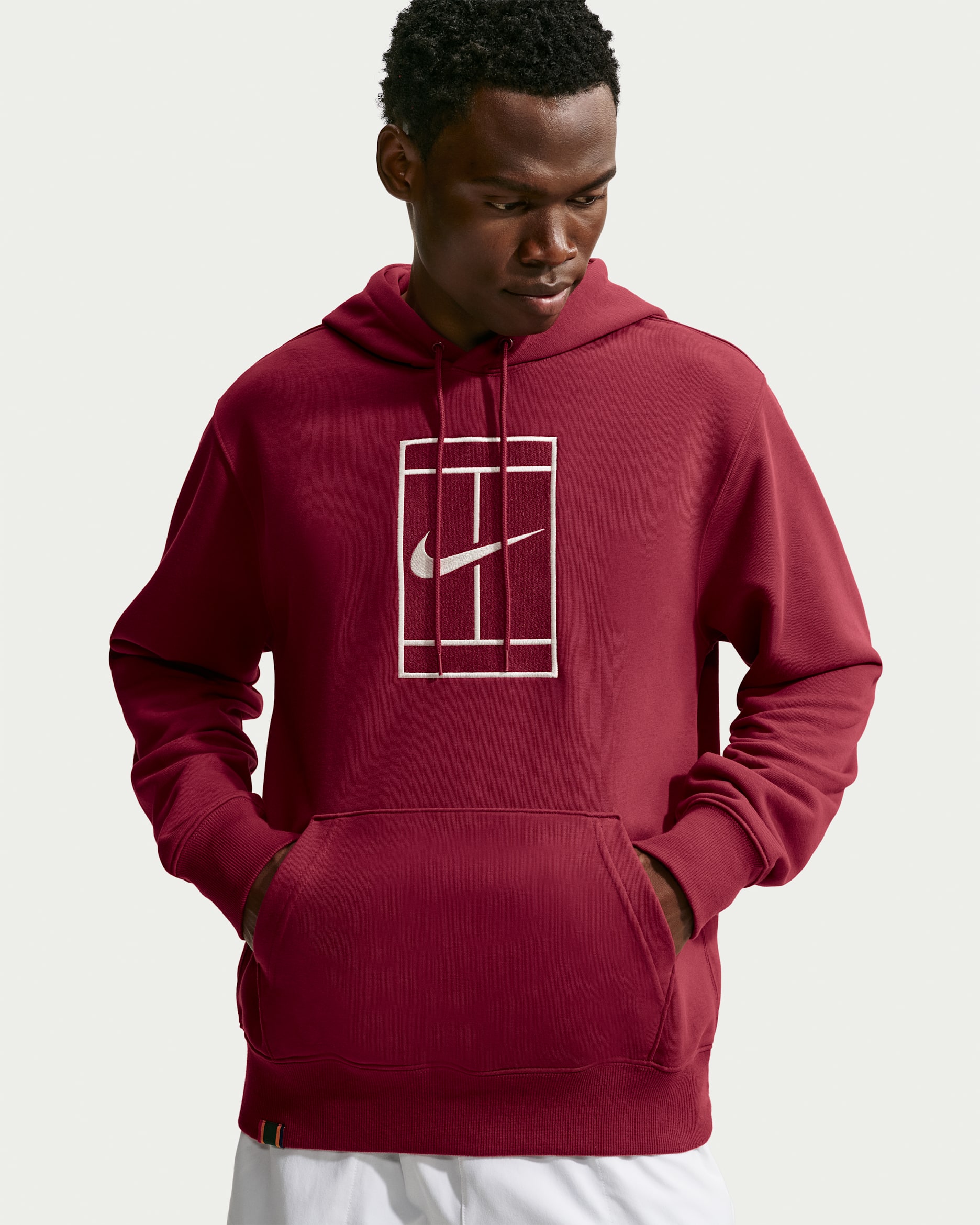 NikeCourt Slam Men's Dri-FIT Fleece Tennis Hoodie - Team Red/Pale Ivory