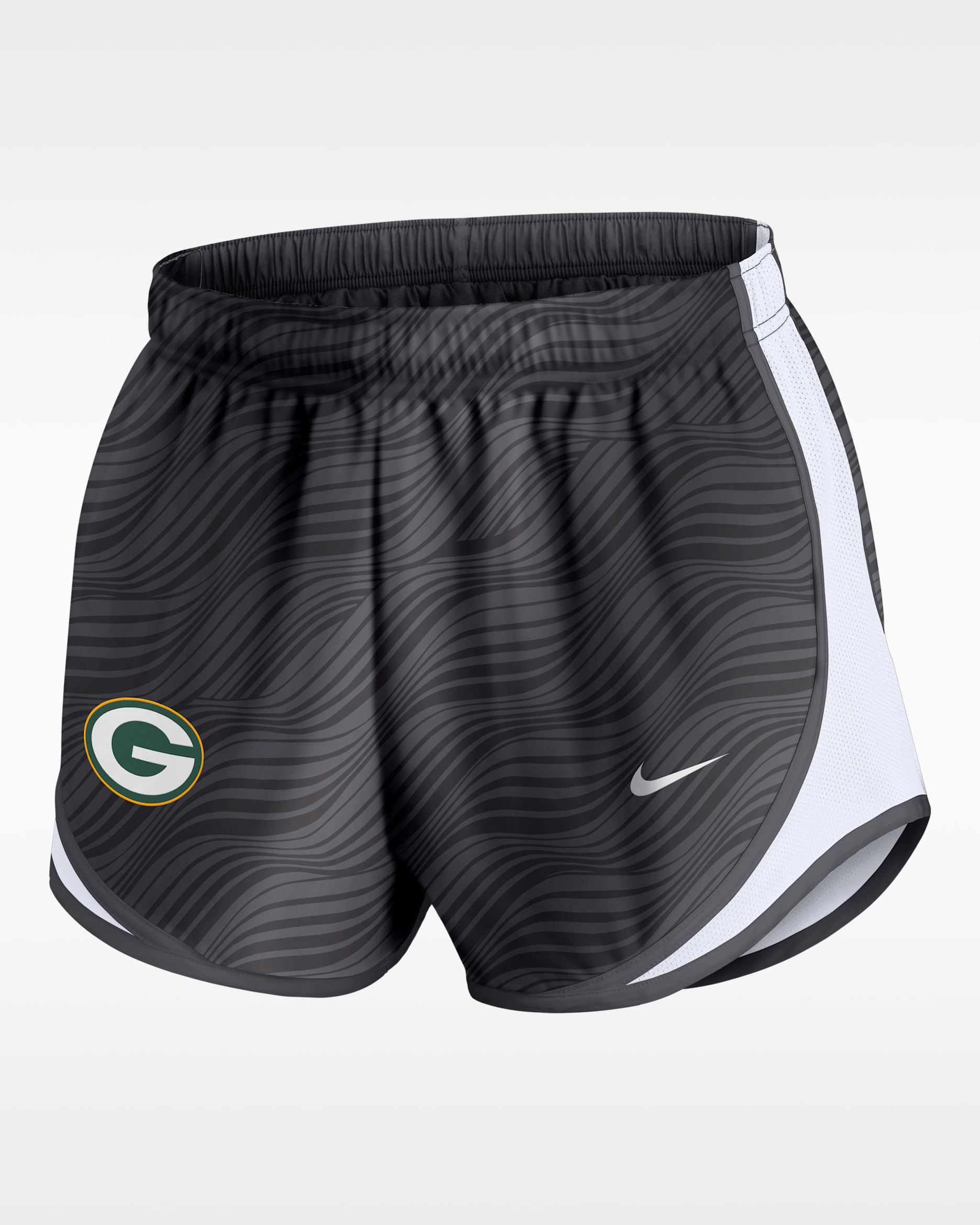 Shorts Nike Dri-FIT de la NFL para mujer Green Bay Packers Tempo - Antracita/Blanco