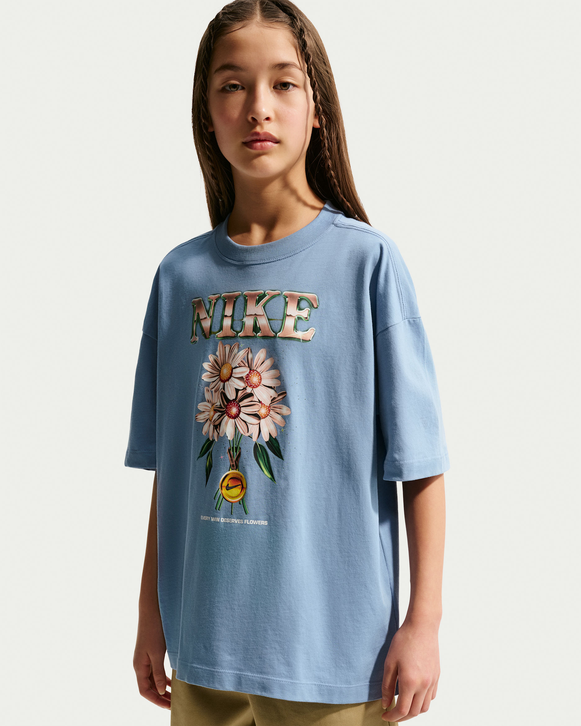 Nike Sportswear Big Kids' (Girls') Oversized T-Shirt - Work Blue