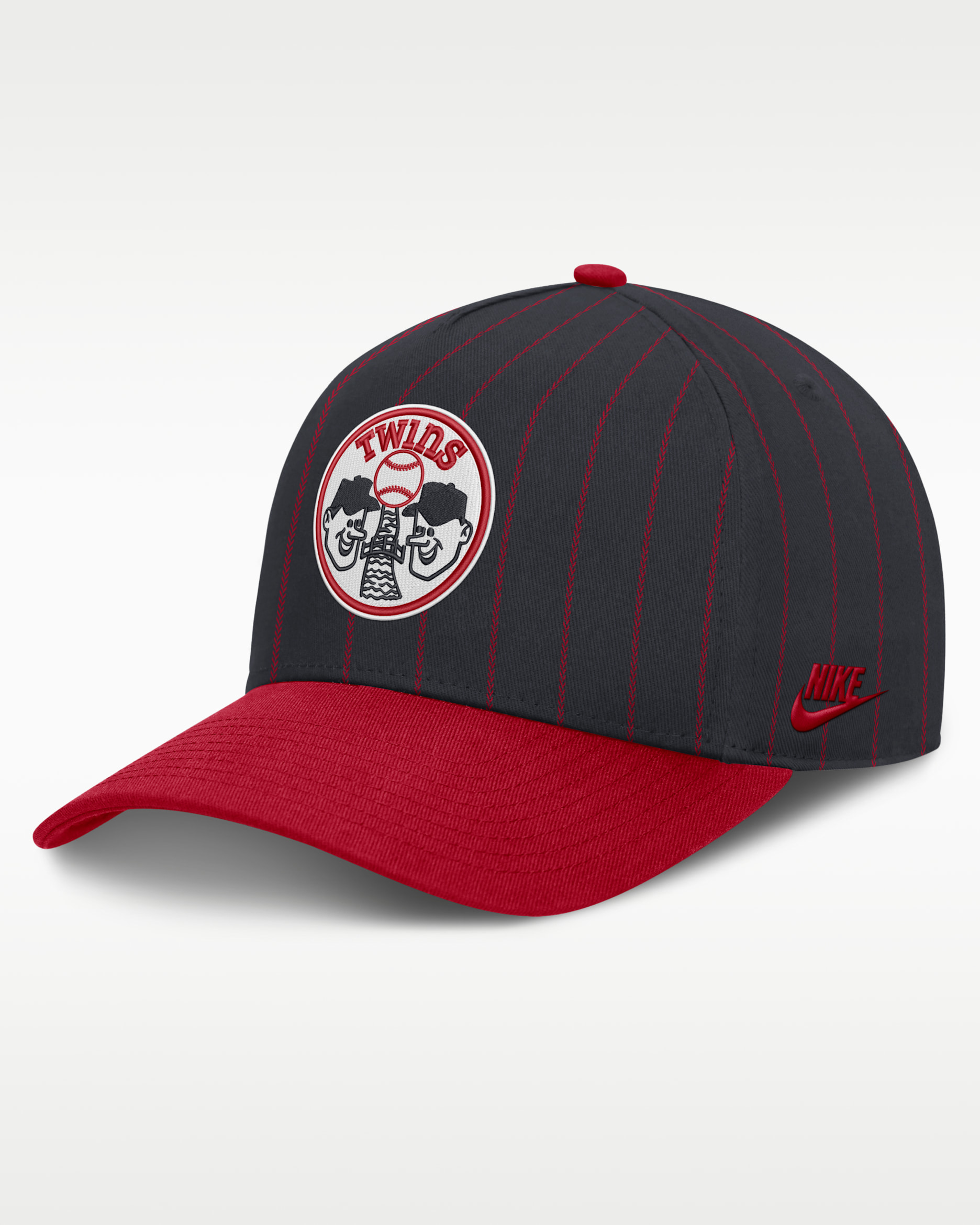 Gorra Nike de la MLB ajustable con estructura A-Frame para hombre Minnesota Twins Cooperstown Rise - Azul oscuro/Rojo/Rojo