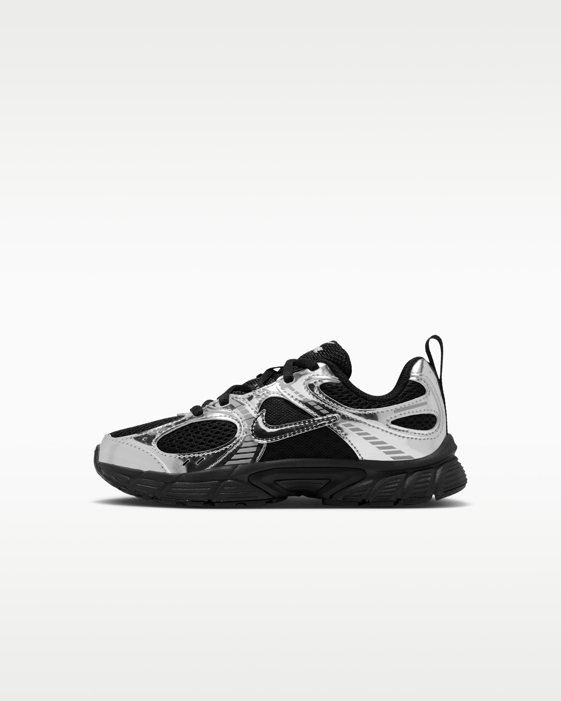 Tenis para niños de preescolar Nike V5 RNR - Negro/Plata metalizado
