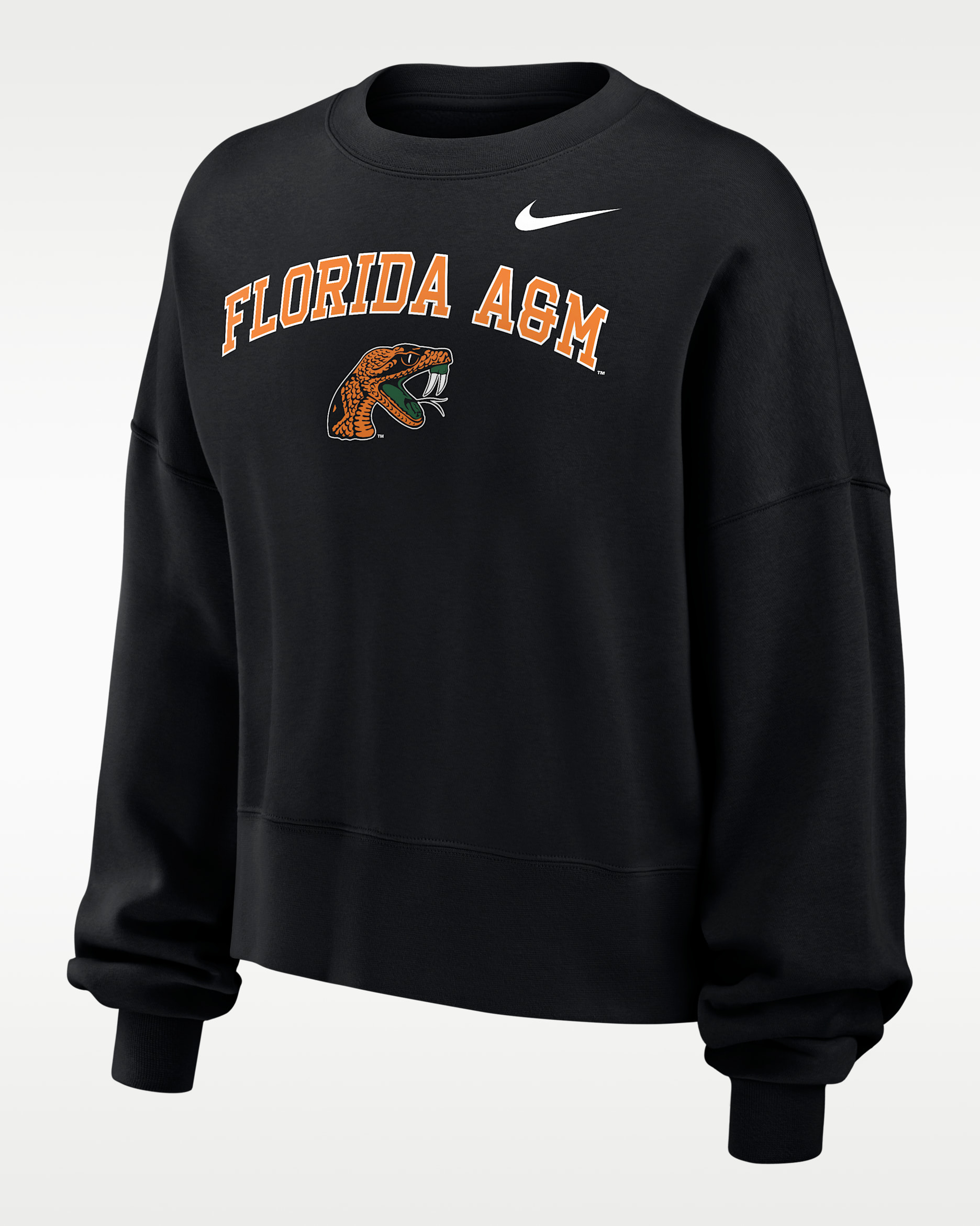 Nike College (Florida A&M University) Women's Phoenix Fleece Crewneck Sweatshirt - Black