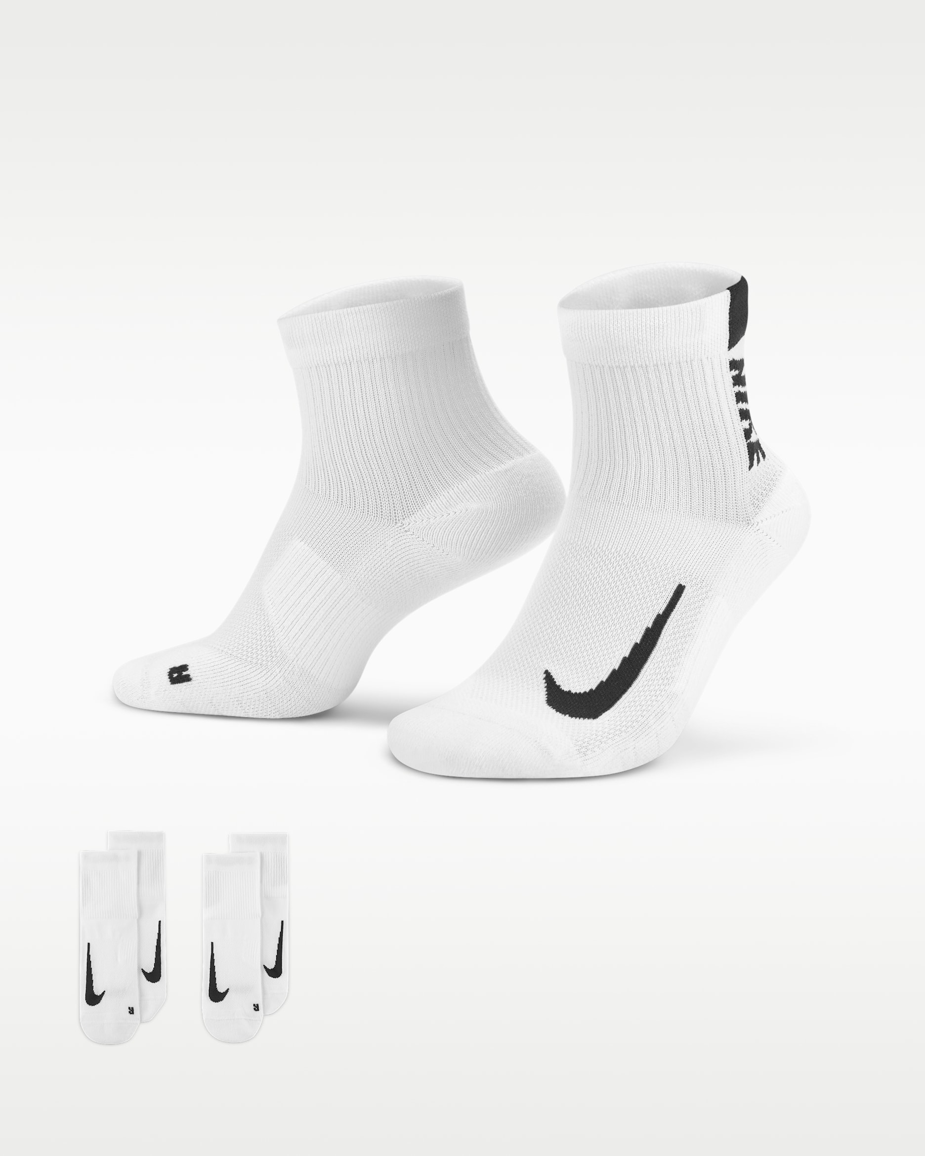 Vristhöga löparstrumpor Nike Multiplier (2 par) - Vit/Svart