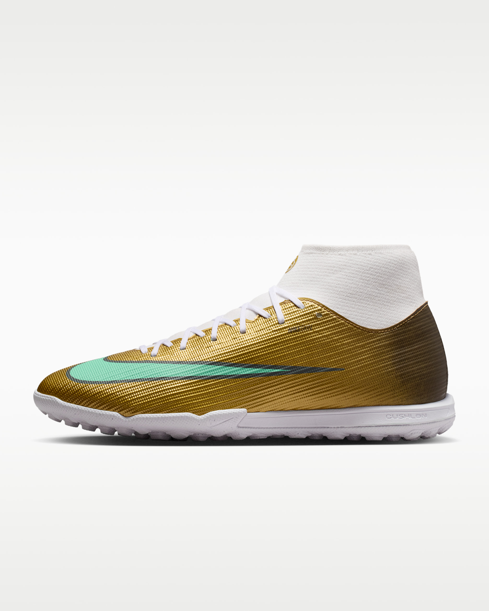 Nike Mercurial Superfly 11 Academy 'Kylian Mbappé' Turf High-Top Football Shoes - Metallic Gold/Green Glow