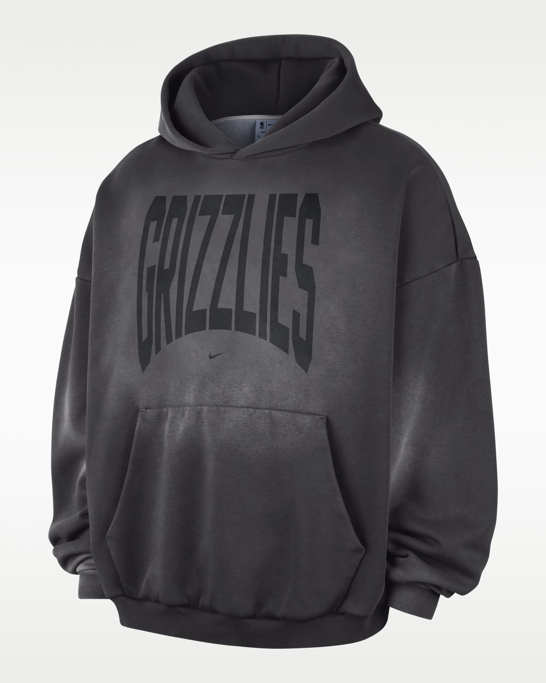 Memphis Grizzlies Standard Issue Men's Therma-FIT Fleece Basketball Pullover Hoodie - Dark Charcoal/White