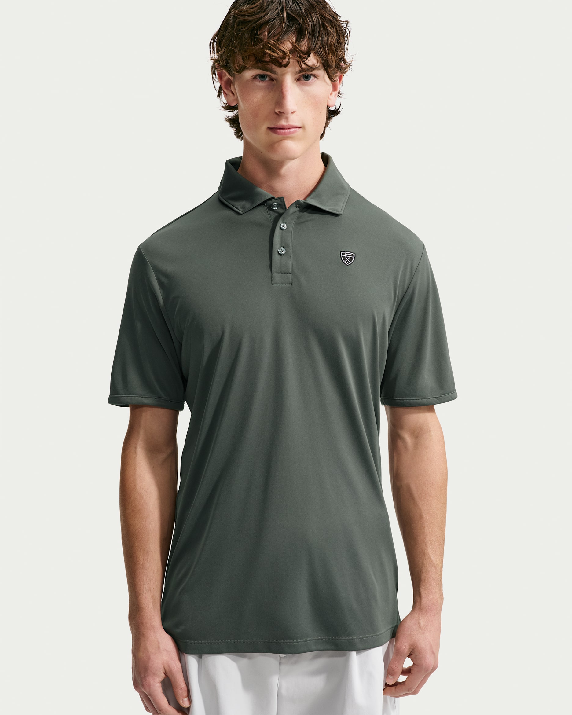 Nike Par Men's Dri-FIT Chest-Logo Golf Polo - Camo Green/White