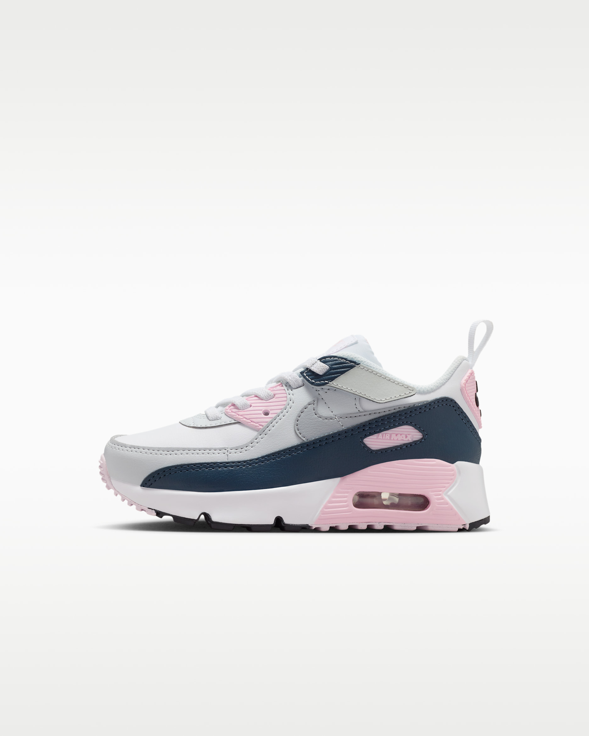 Nike Air Max 90 EasyOn Little Kids' Shoes - White/Pink Foam/Armory Navy/Wolf Grey