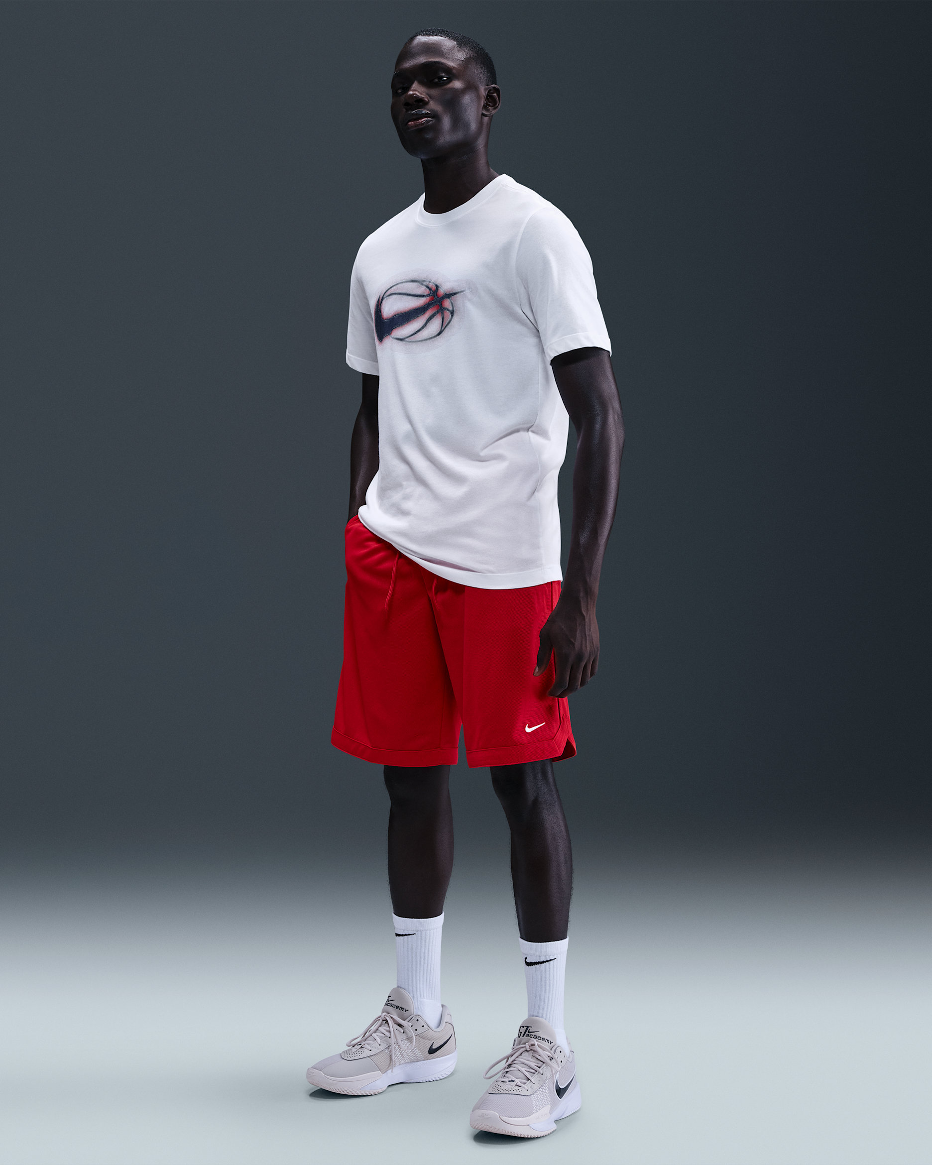 Shorts de básquetbol Dri-FIT de 28 cm para hombre Nike DNA Academy - Rojo universitario/Rojo universitario/Blanco