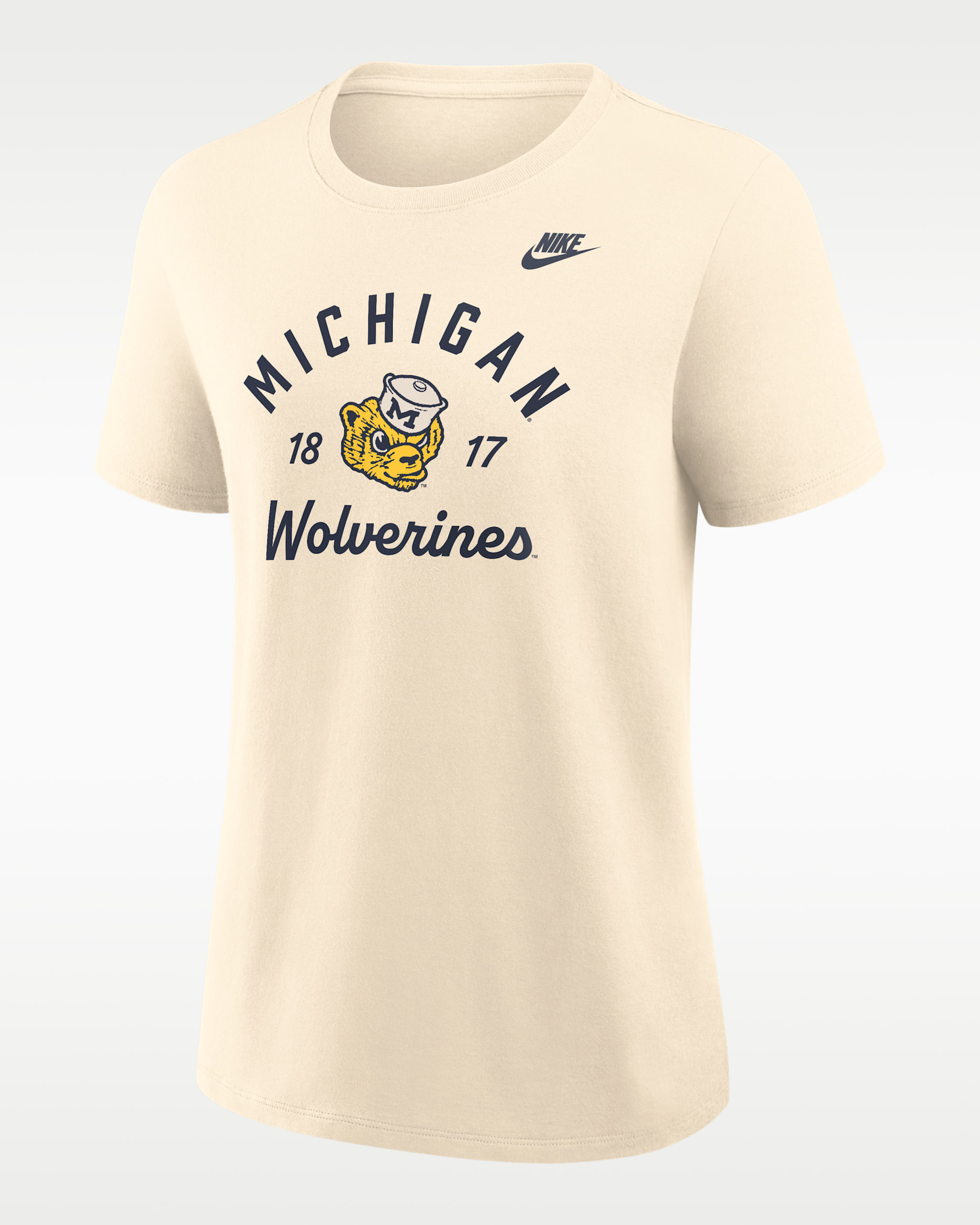 Michigan Legacy Team Name Women's Nike College T-Shirt - Natural