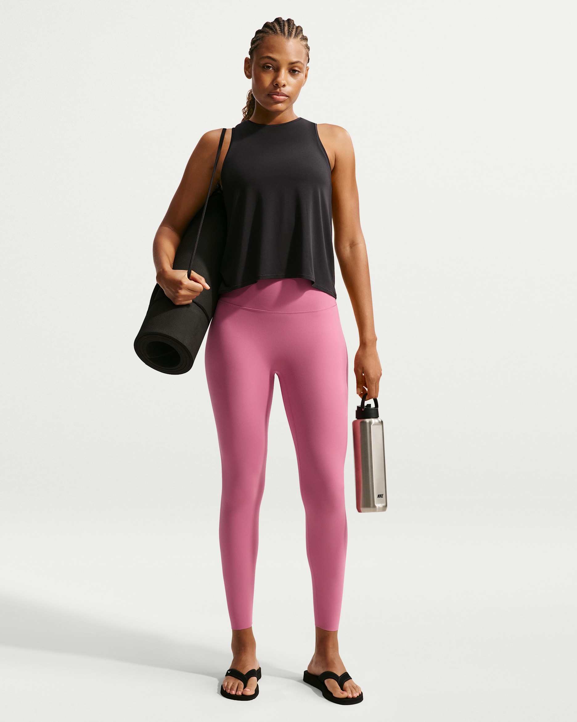 Nike Zenvy 女款高腰正面無縫線 7/8 內搭褲 - Peony/白色