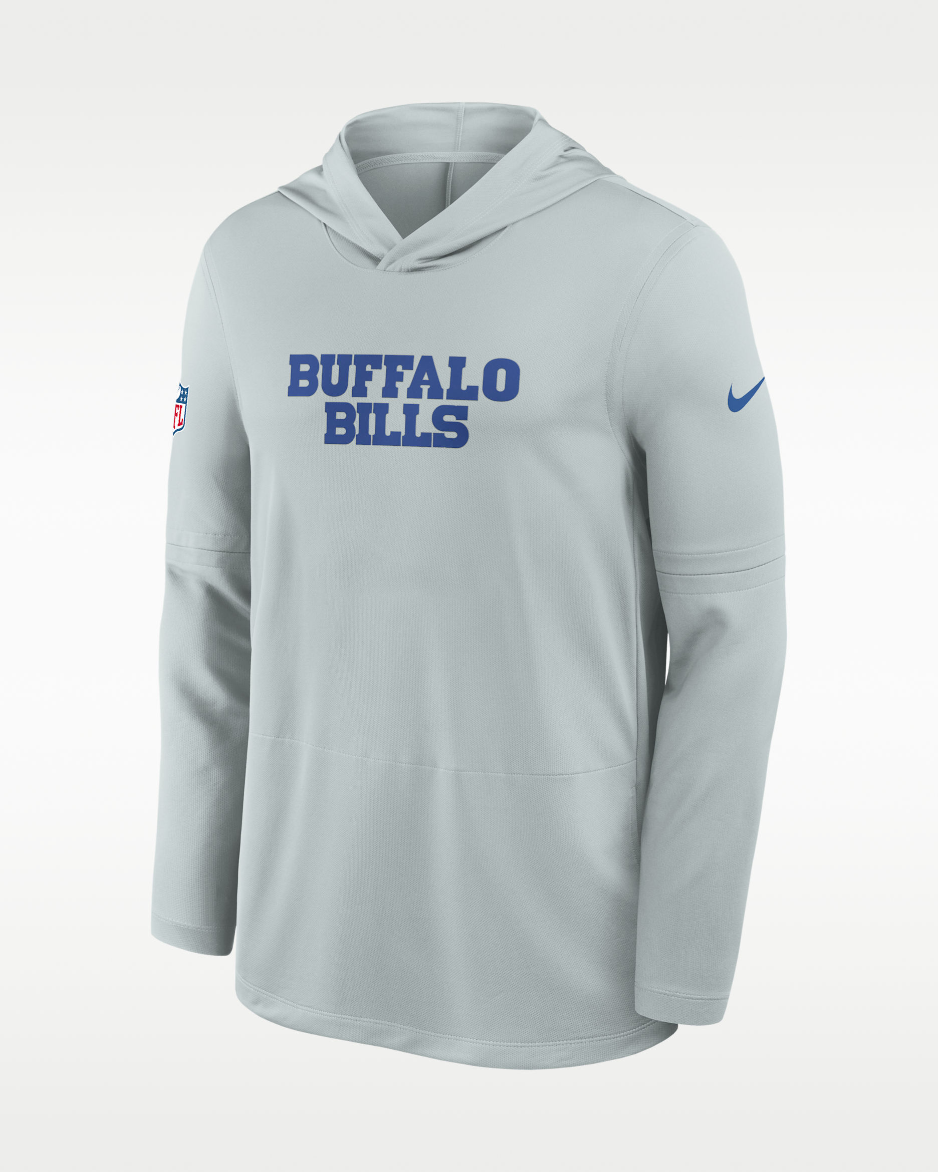 Buffalo Bills Rivalries Collection Sideline Men's Nike Dri-FIT NFL Long-Sleeve Hooded Top - Silver