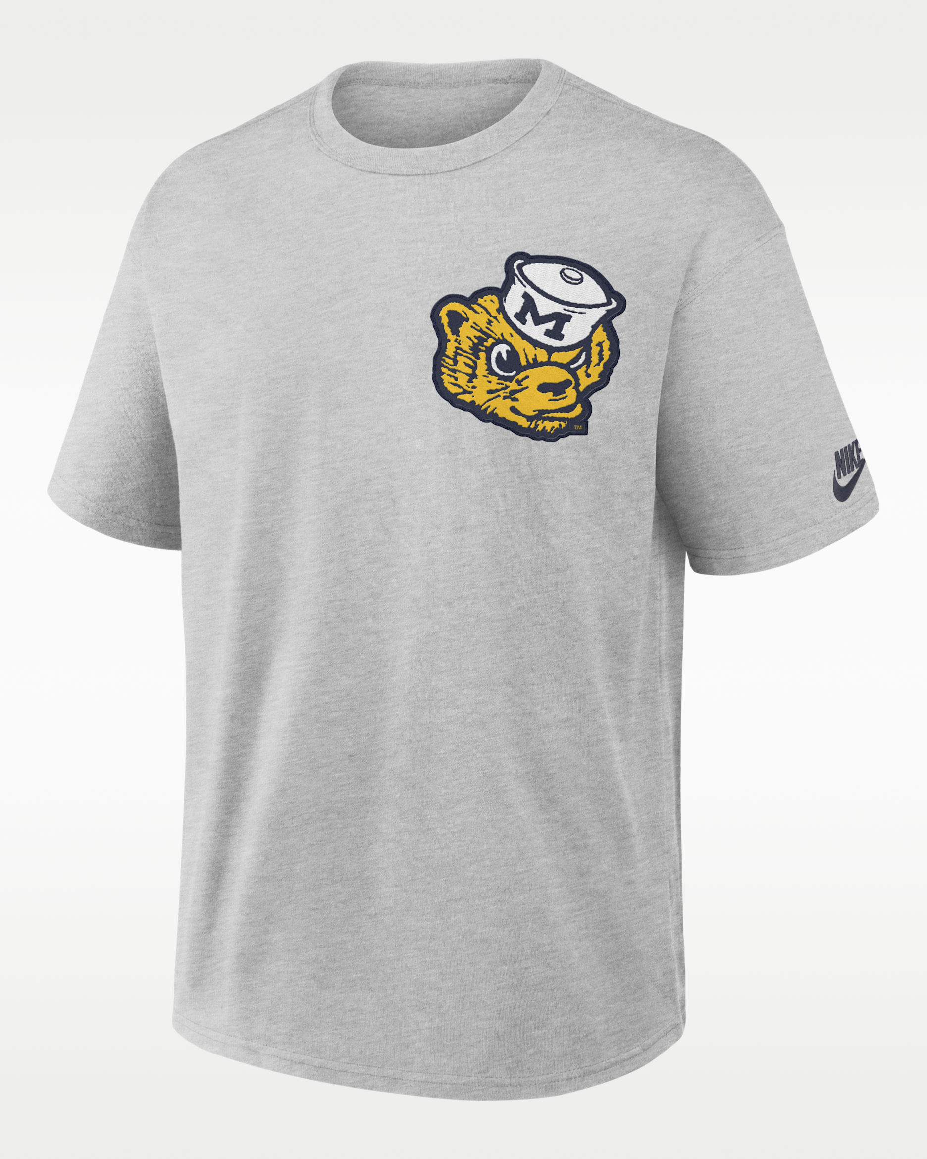 Playera universitaria Nike para hombre Michigan Legacy Max90 - Gris jaspeado