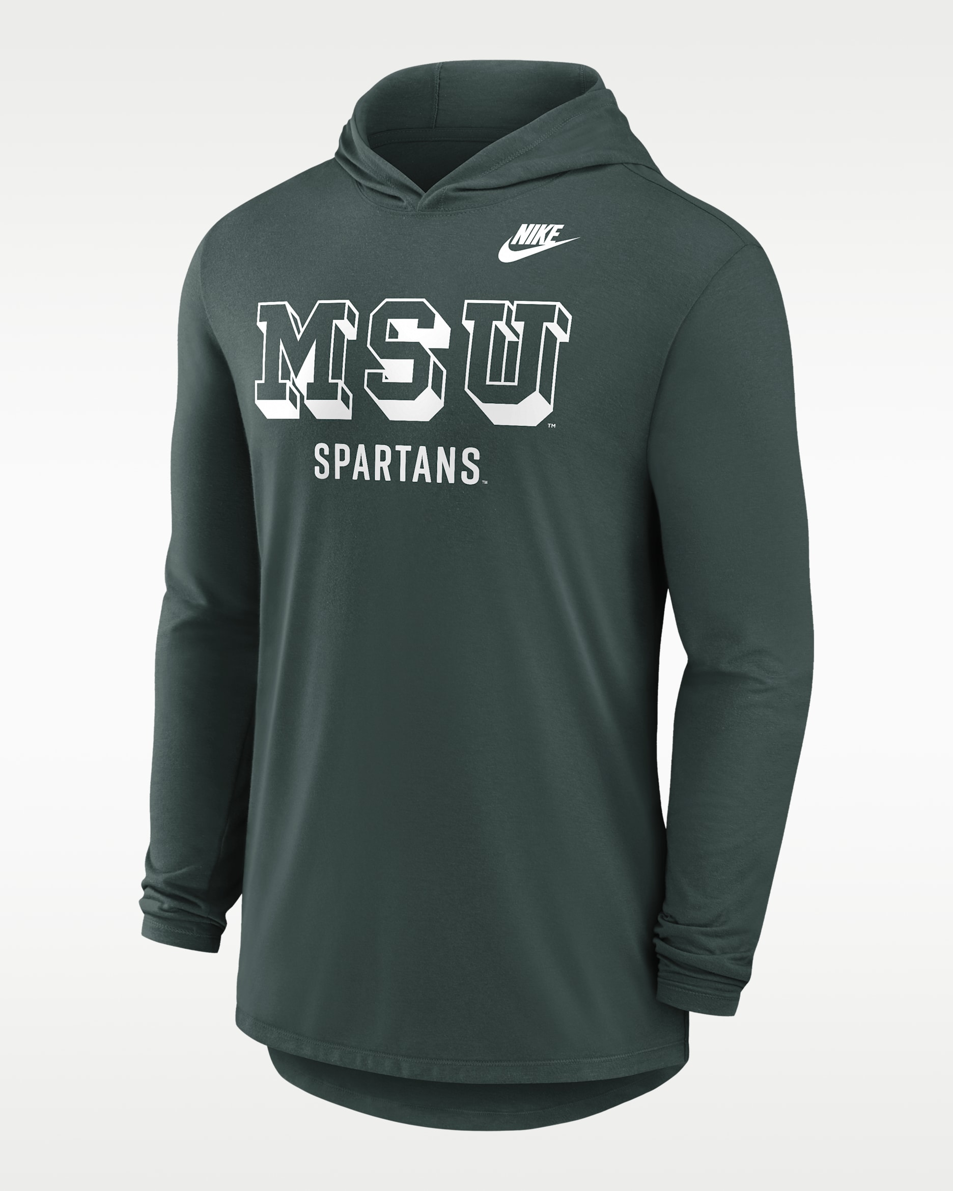 Playera de manga larga con gorro universitaria Nike Dri-FIT para hombre Michigan State Legacy - Verde