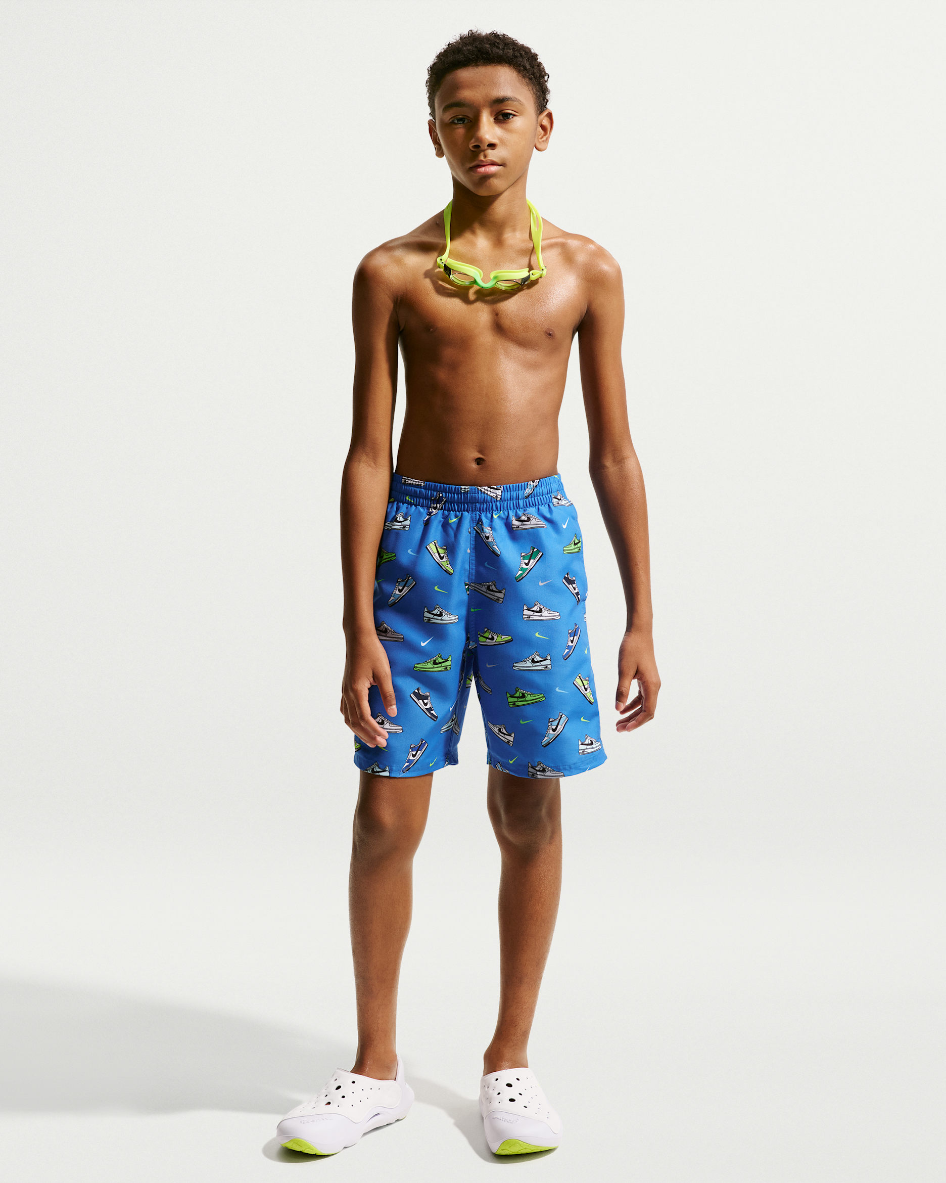 Shorts de playa o alberca con forro de ropa interior de 18 cm para niño talla grande Nike Swim Breaker - Azul cristal