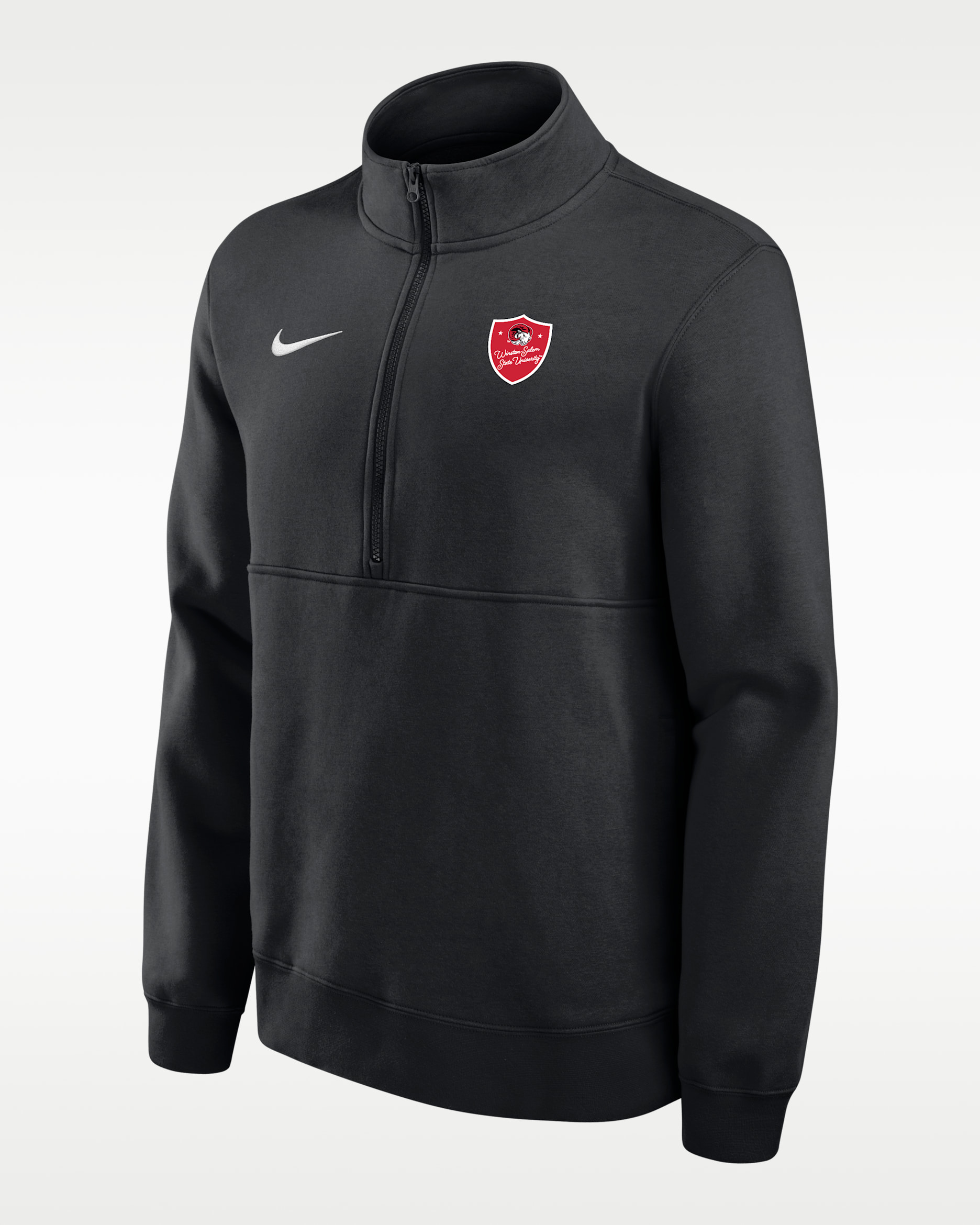 Sudadera con cierre de 1/4 Club Fleece para hombre Nike College (Winston-Salem State University - Negro