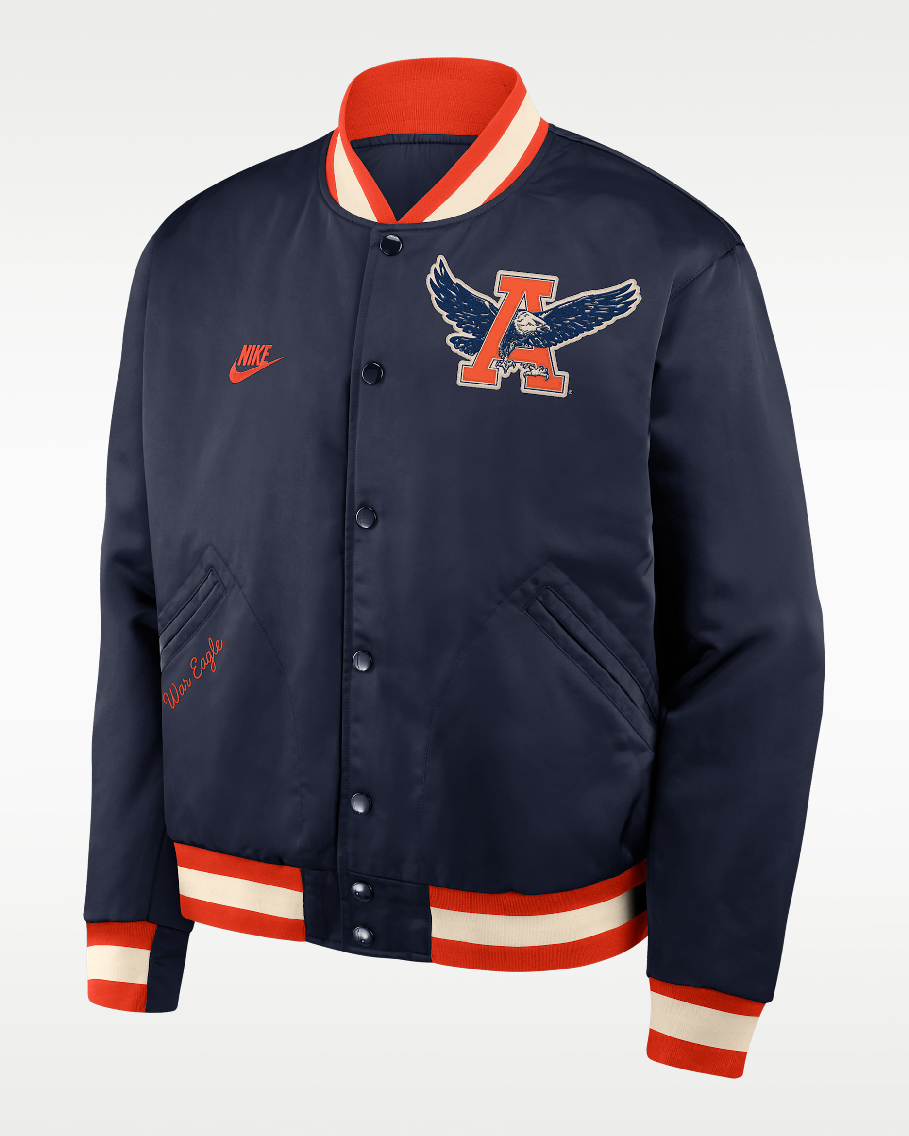 Auburn Legacy Men's Nike College Full-Snap Bomber Jacket - Navy