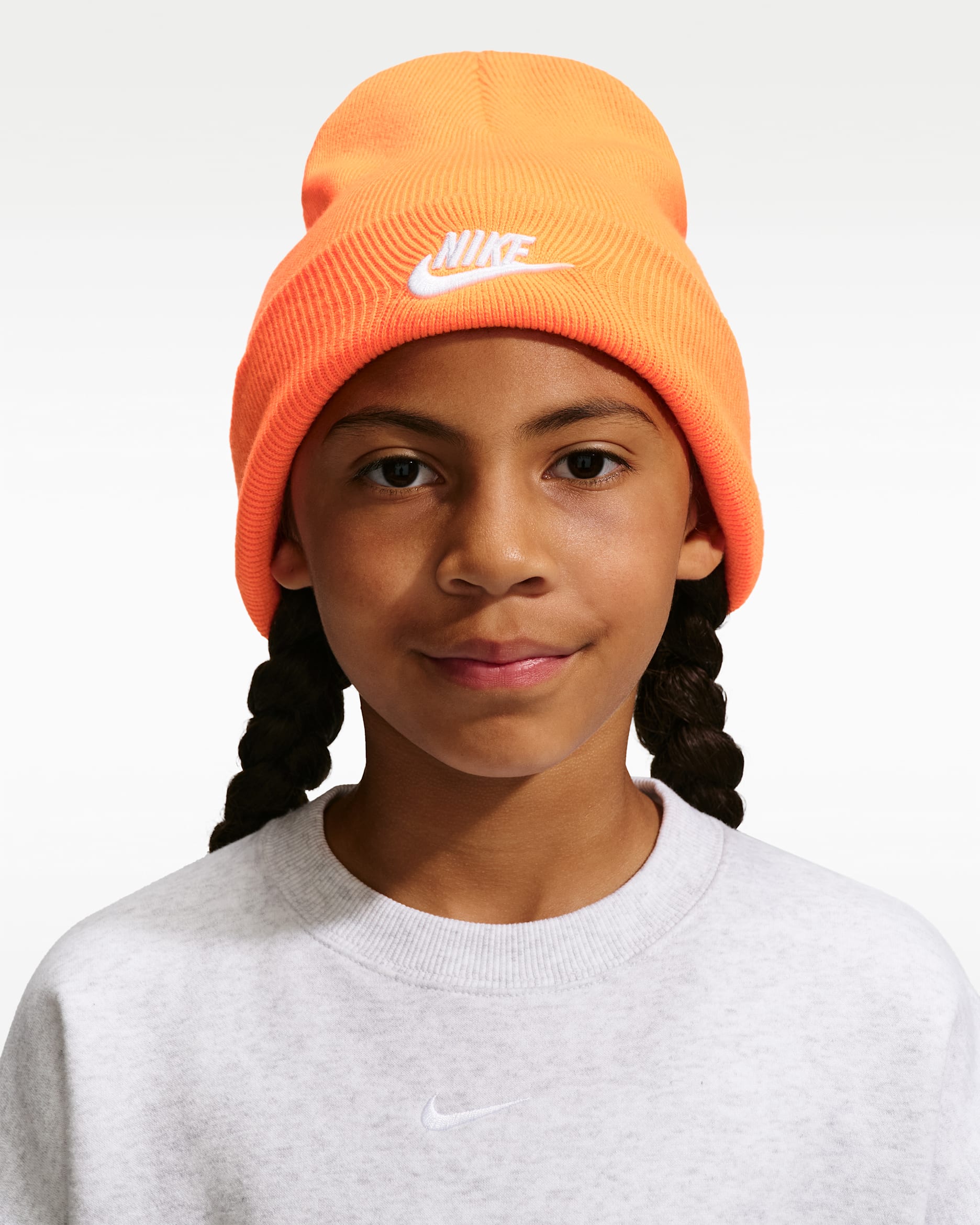 Nike Peak Big Kids' Beanie - Total Orange/White