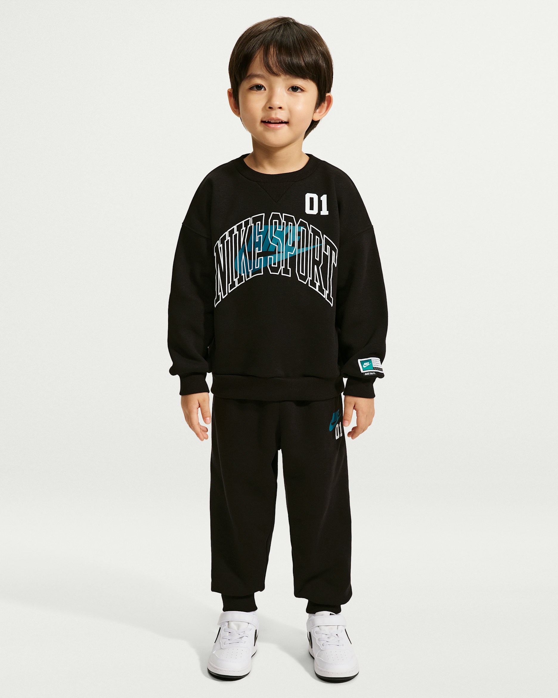 Nike Sportswear Toddler Multisport 2-Piece Fleece Crew Set - Black