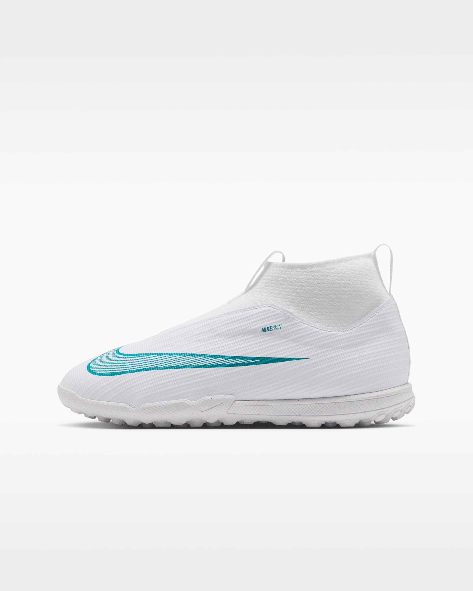 Nike Jr. Mercurial Superfly 11 Academy Big Kids' Turf High-Top Soccer Shoes - White/Dusty Cactus