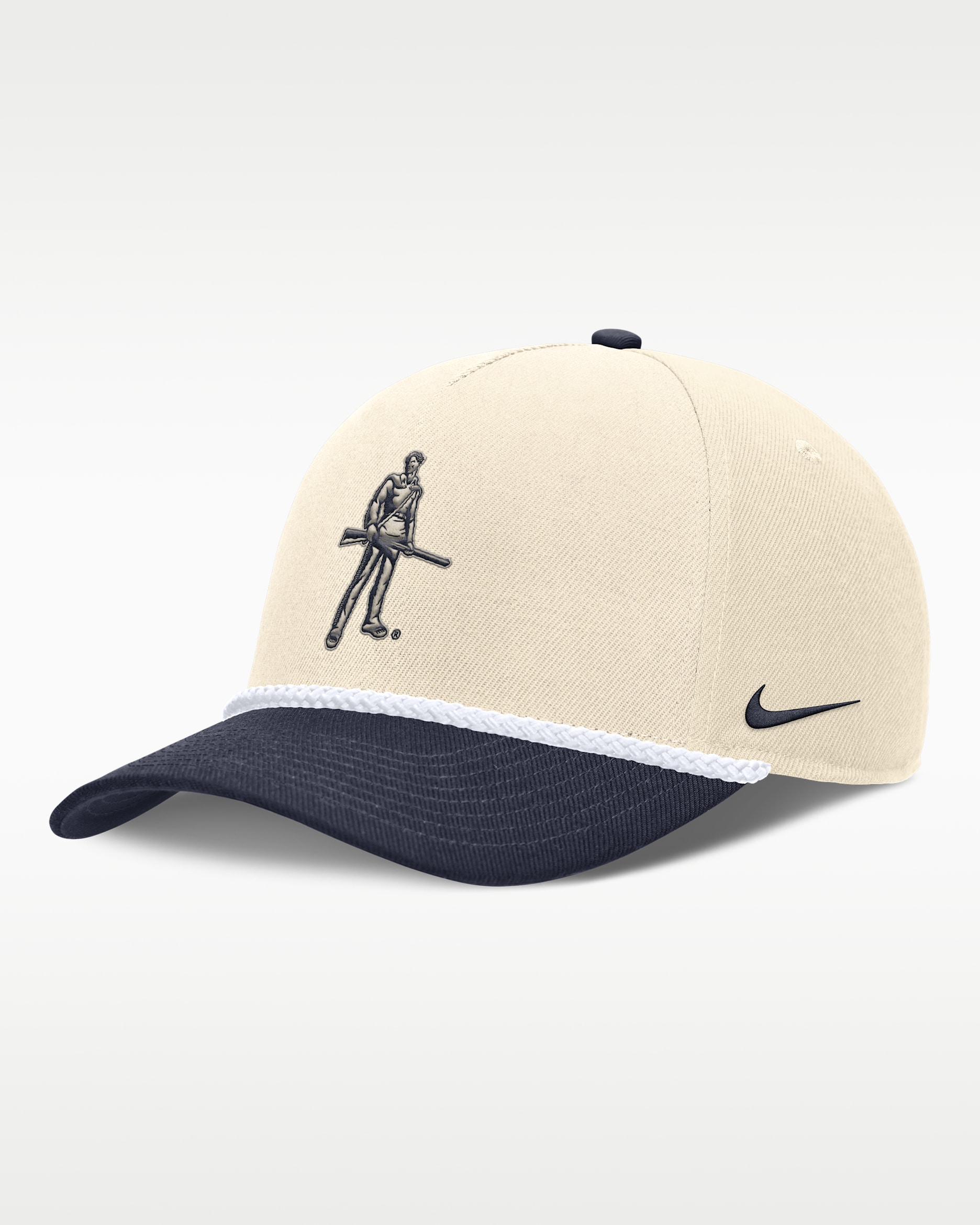 West Virginia Primetime Rope 2-Tone Rise Men's Nike College Adjustable Hat - Natural