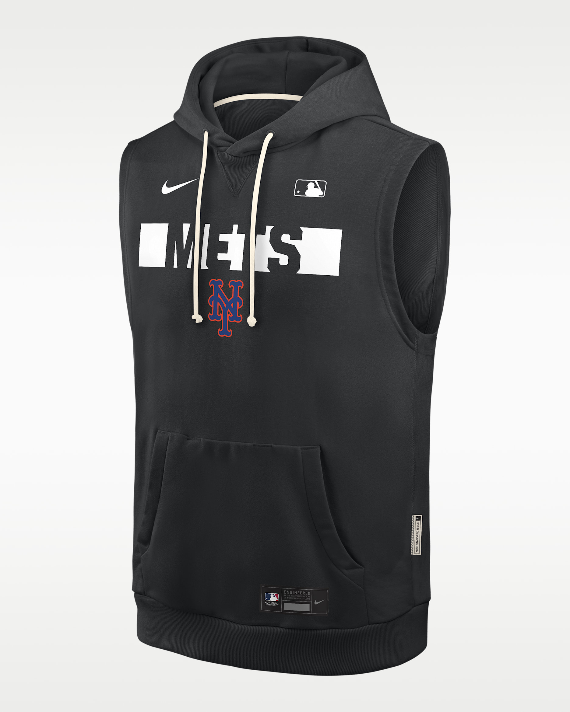 New York Mets Authentic Collection Standard Issue Men's Nike Dri-FIT MLB Sleeveless Pullover Hoodie - Black