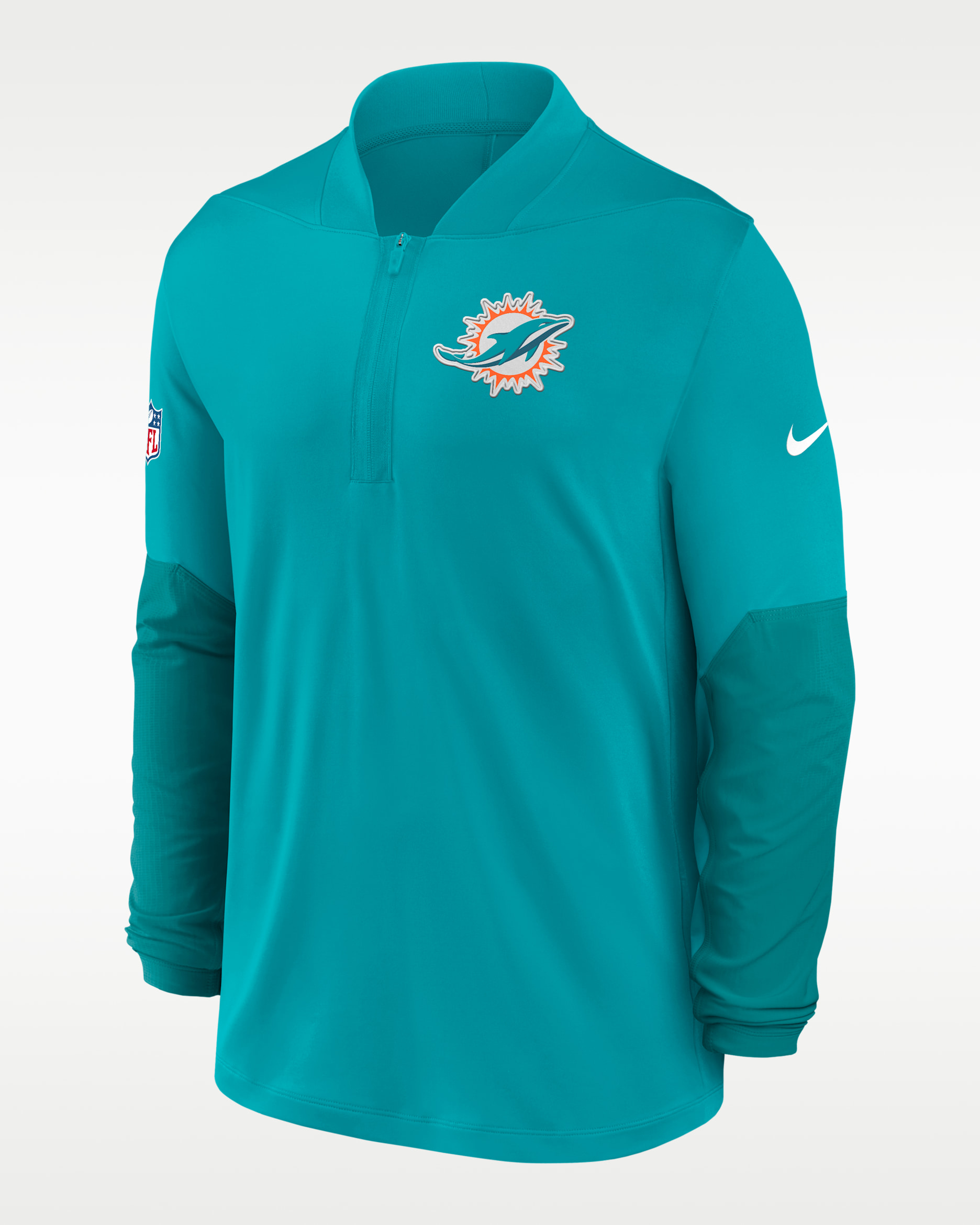Miami Dolphins Feel The Pressure Men's Nike Dri-FIT NFL 1/2-Zip Top - Aqua