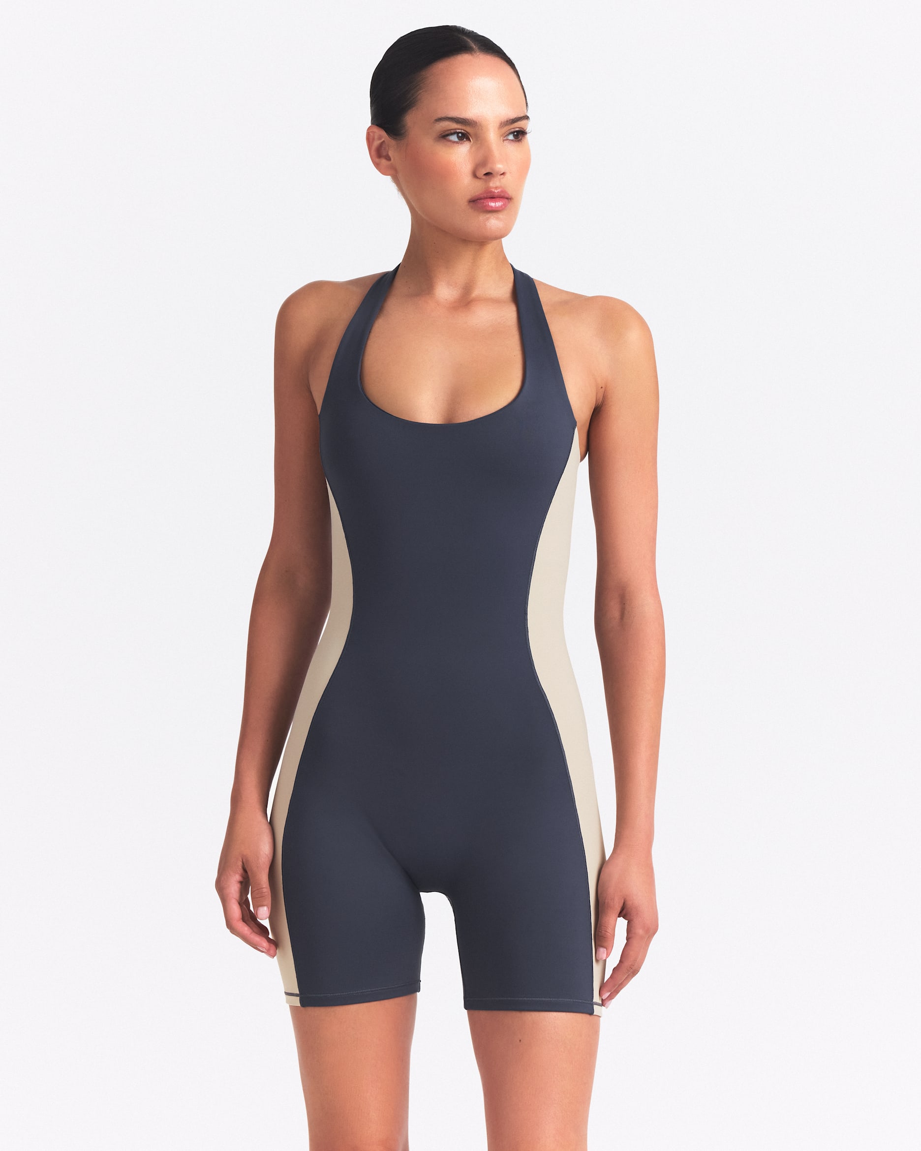 NikeSKIMS Matte Shine Mix Women's T-Back One-Piece - NSKM DEEP ROYAL/NSKM STONE