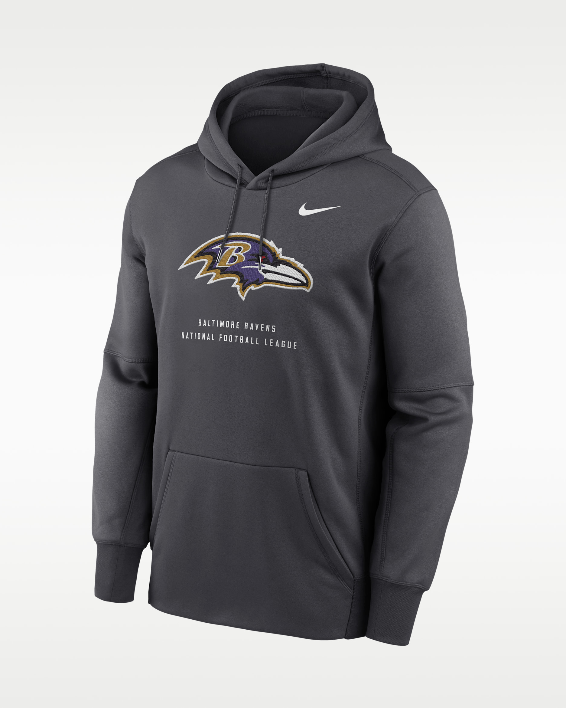 Baltimore Ravens Men's Nike Therma NFL Pullover Hoodie - Charcoal