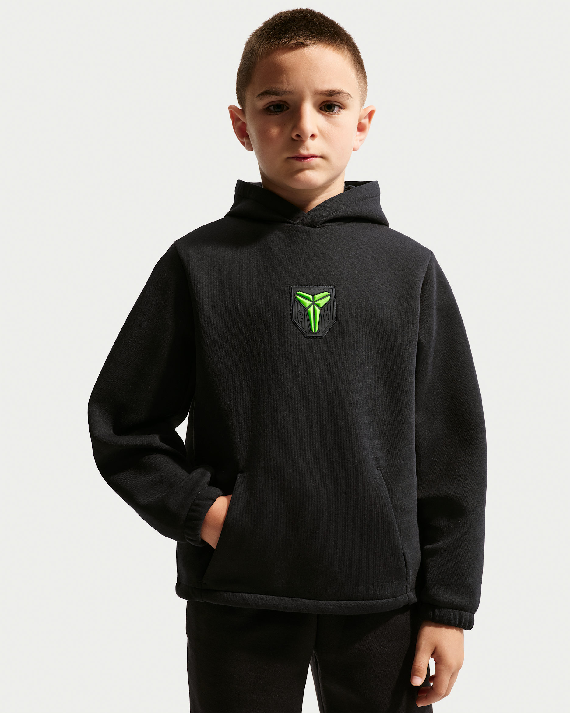 Sweat à capuche de basket Kobe pour pré-ado - Noir/Electric Green