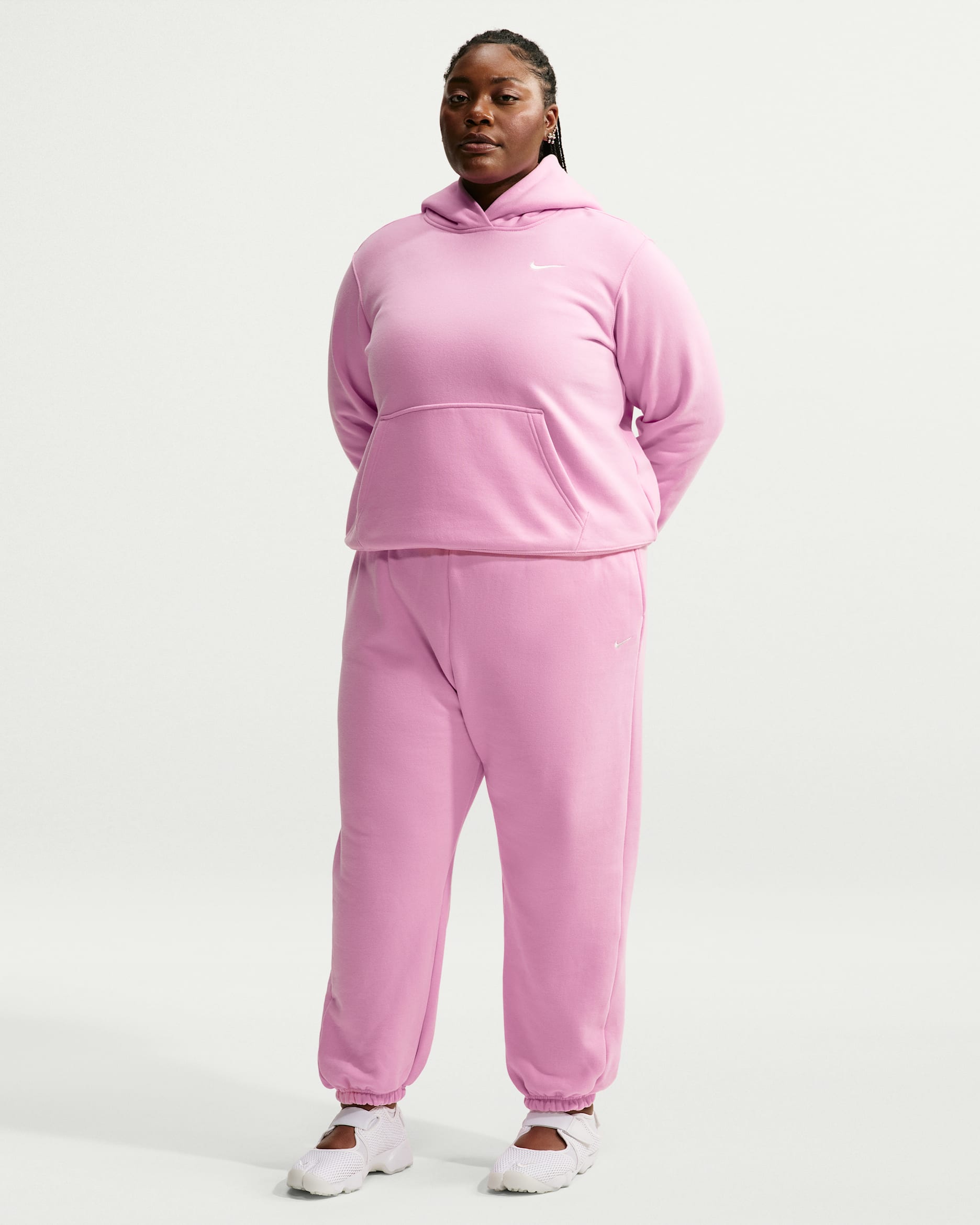 Nike Studio Fleece Medium Weight Women's Oversized High-Rise Cuffed Pants - Pink Rise/Sail