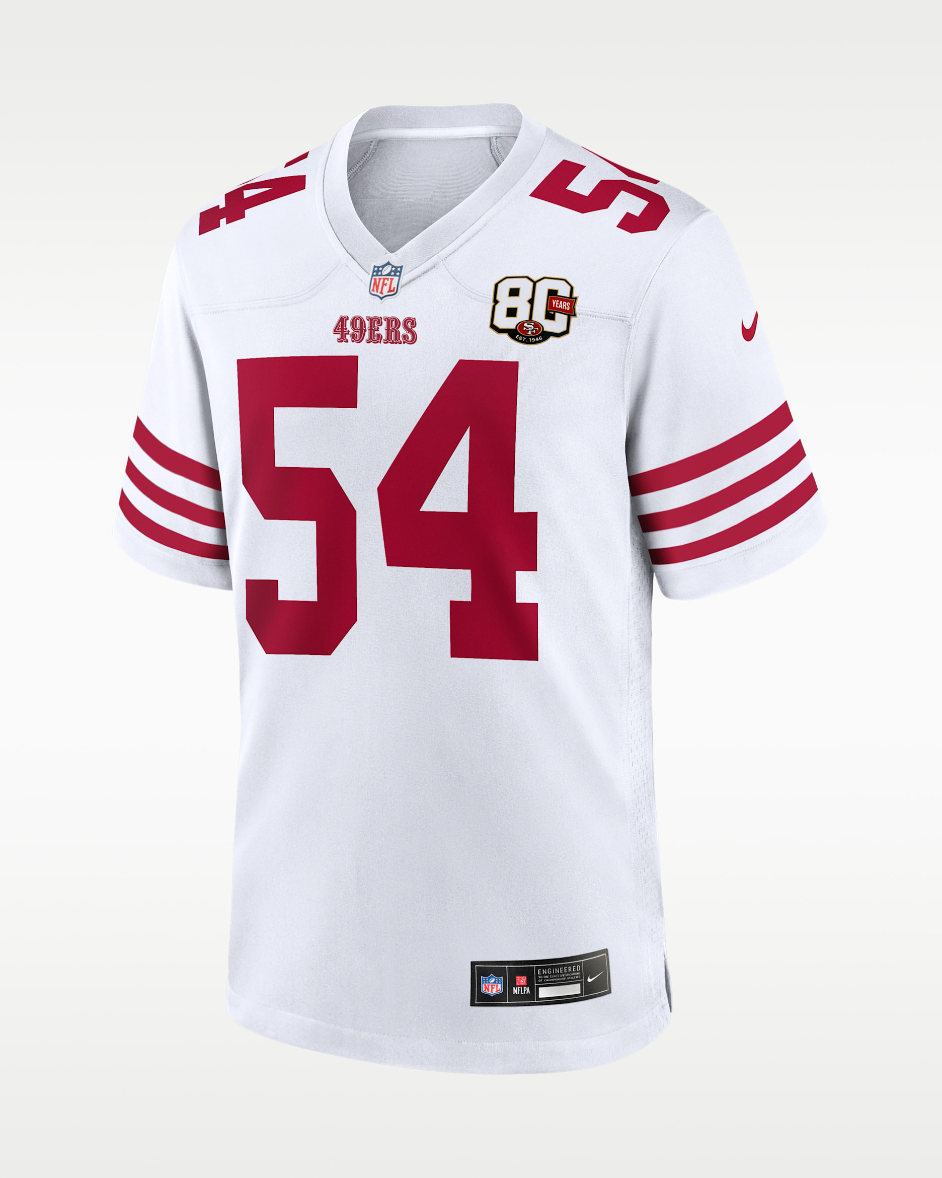 Fred Warner San Francisco 49ers 80th Anniversary Men's Nike NFL Game Jersey - White