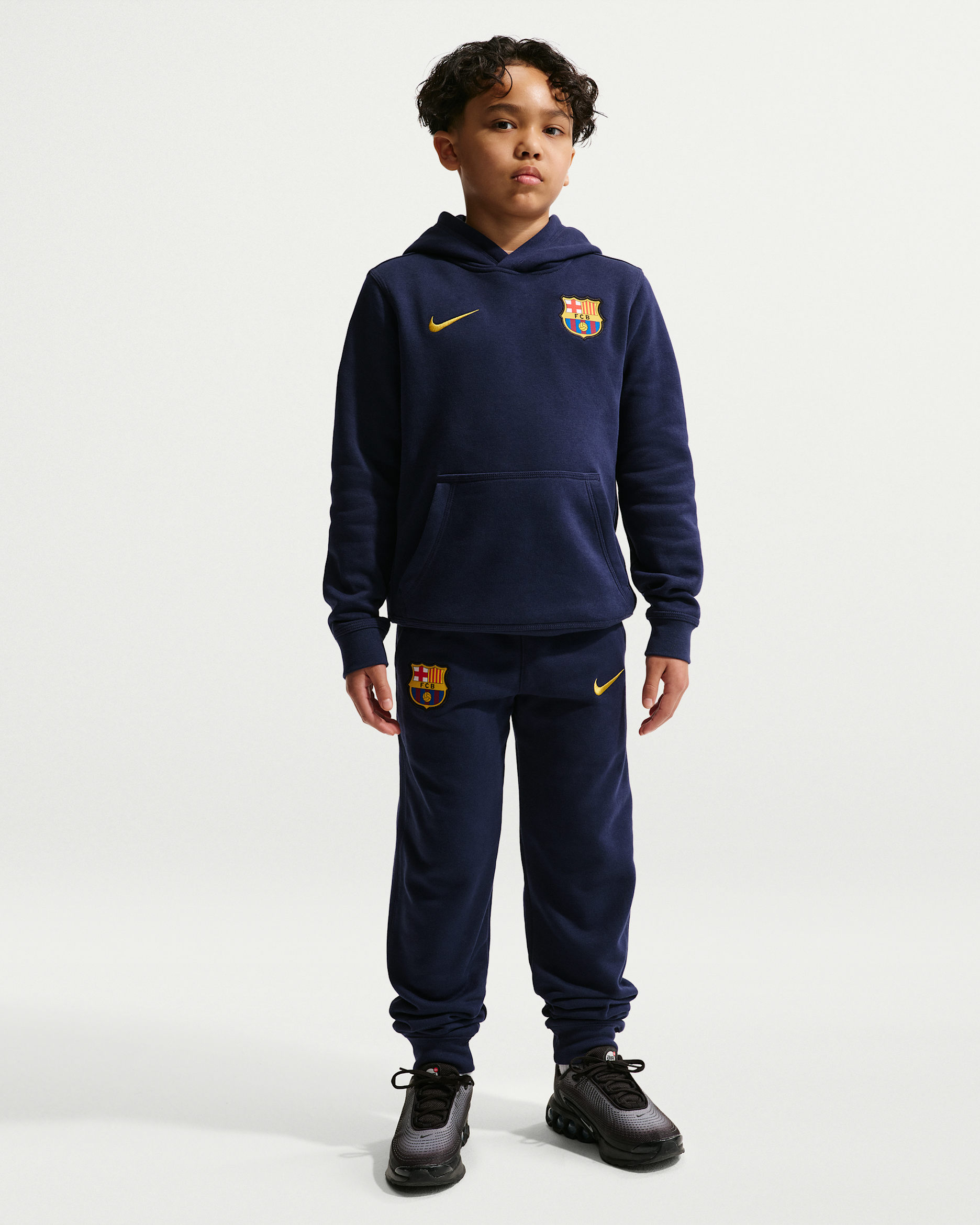 FC Barcelona Club Big Kids' (Boys') Nike Soccer Jogger - Blackened Blue/Mineral Yellow