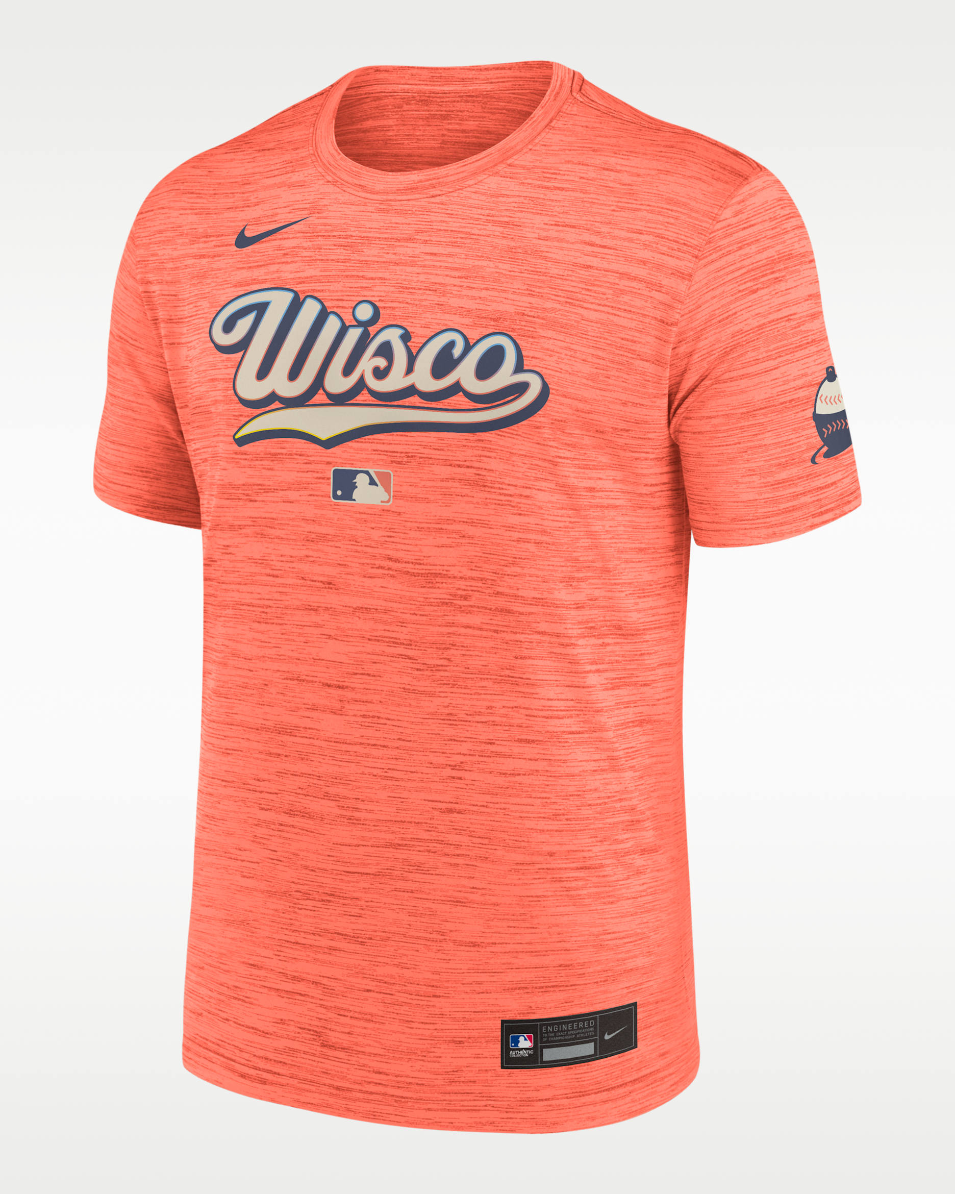 Milwaukee Brewers City Connect Velocity Men's Nike Dri-FIT MLB T-Shirt - Orange
