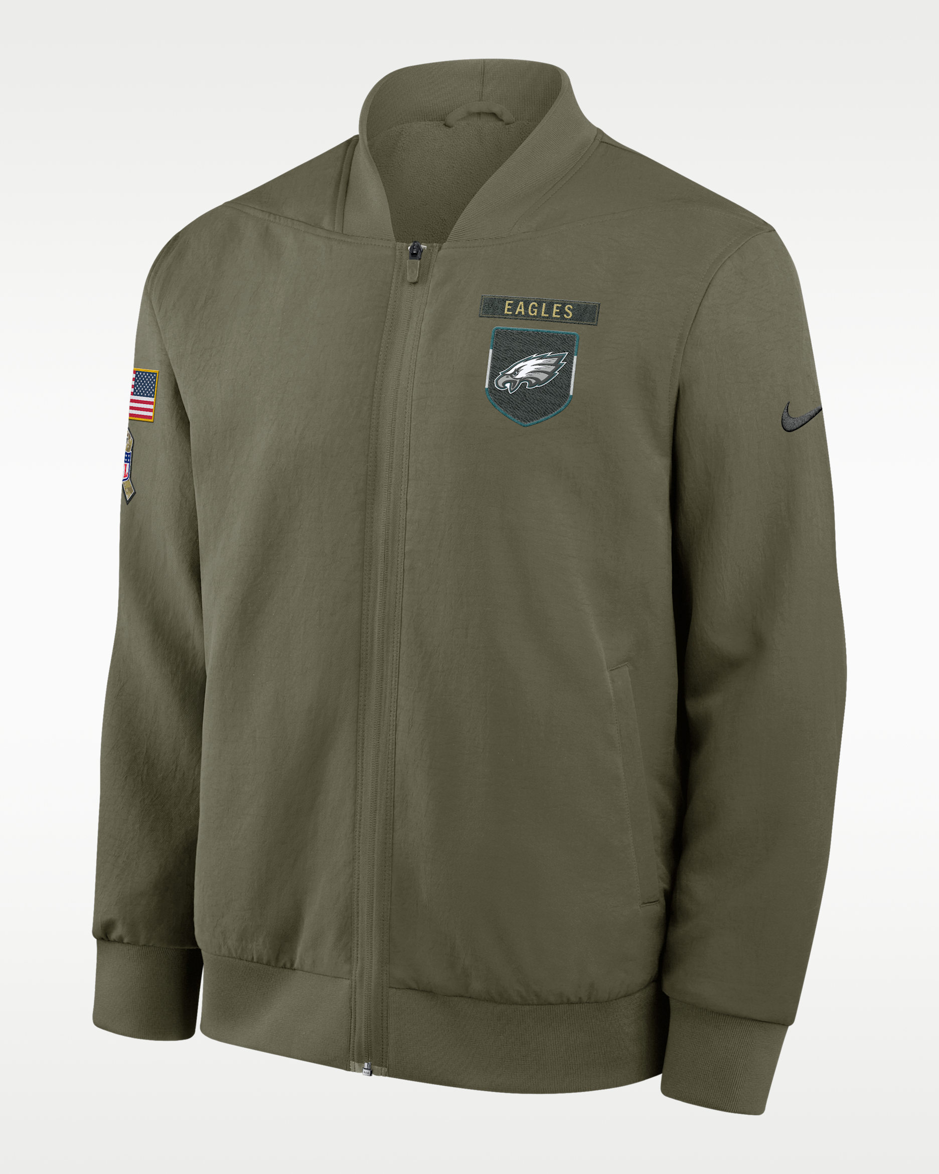 Philadelphia Eagles Salute to Service Sideline Men's Nike NFL Full-Zip Bomber Jacket - Olive