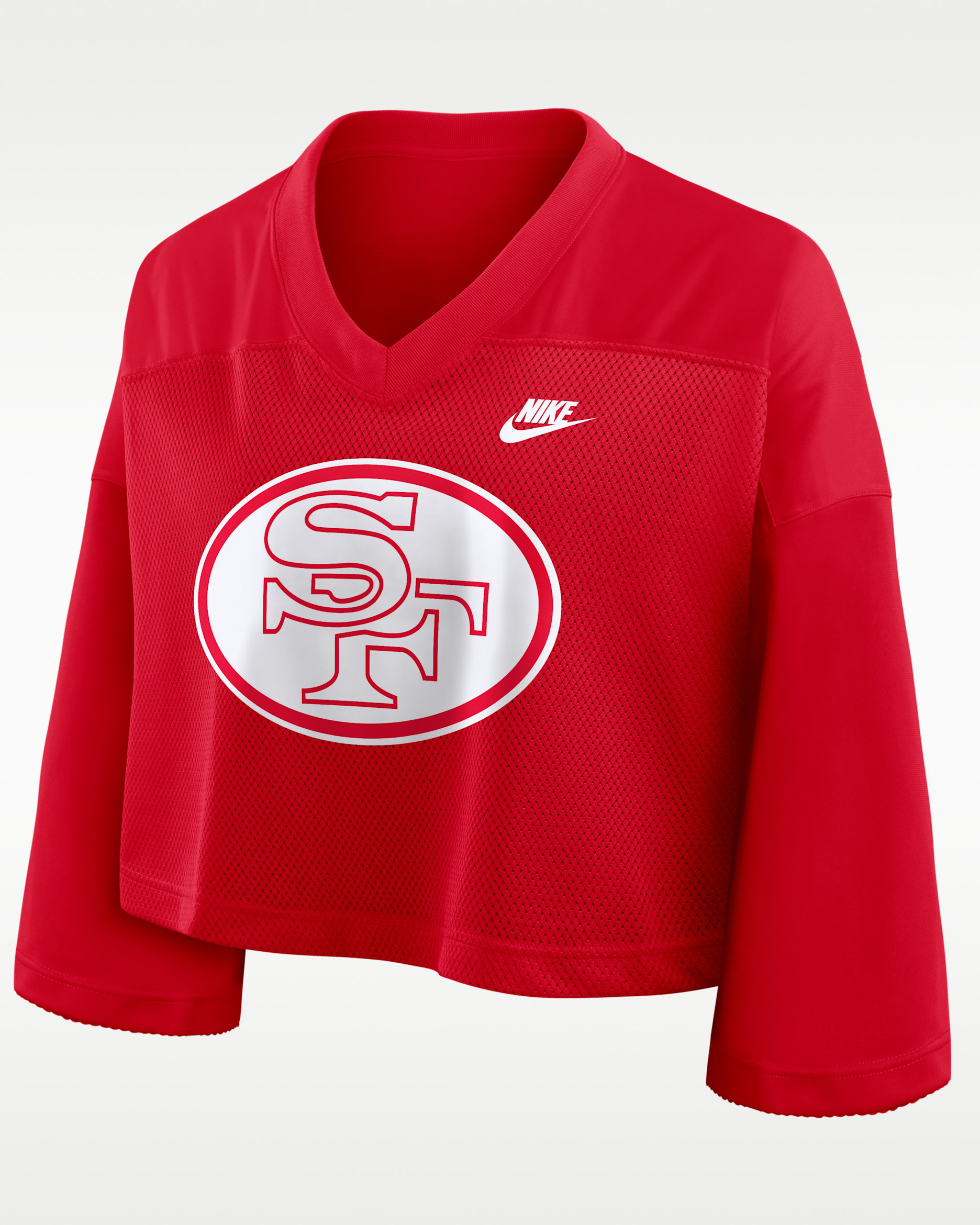 Jersey cropped Nike Dri-FIT de la NFL para mujer San Francisco 49ers Rewind Fashion - Rojo