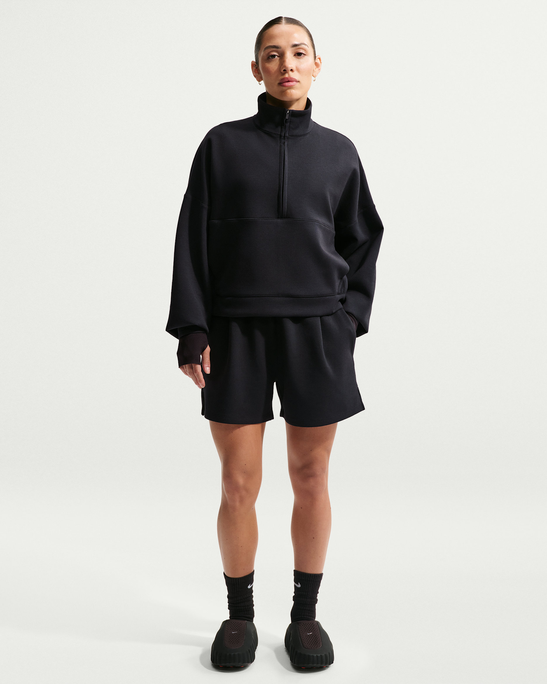 Nike 24.7 ImpossiblySoft Women's Dri-FIT Mid-Rise Loose 10cm (approx.) Shorts - Black/Black/Dark Smoke Grey