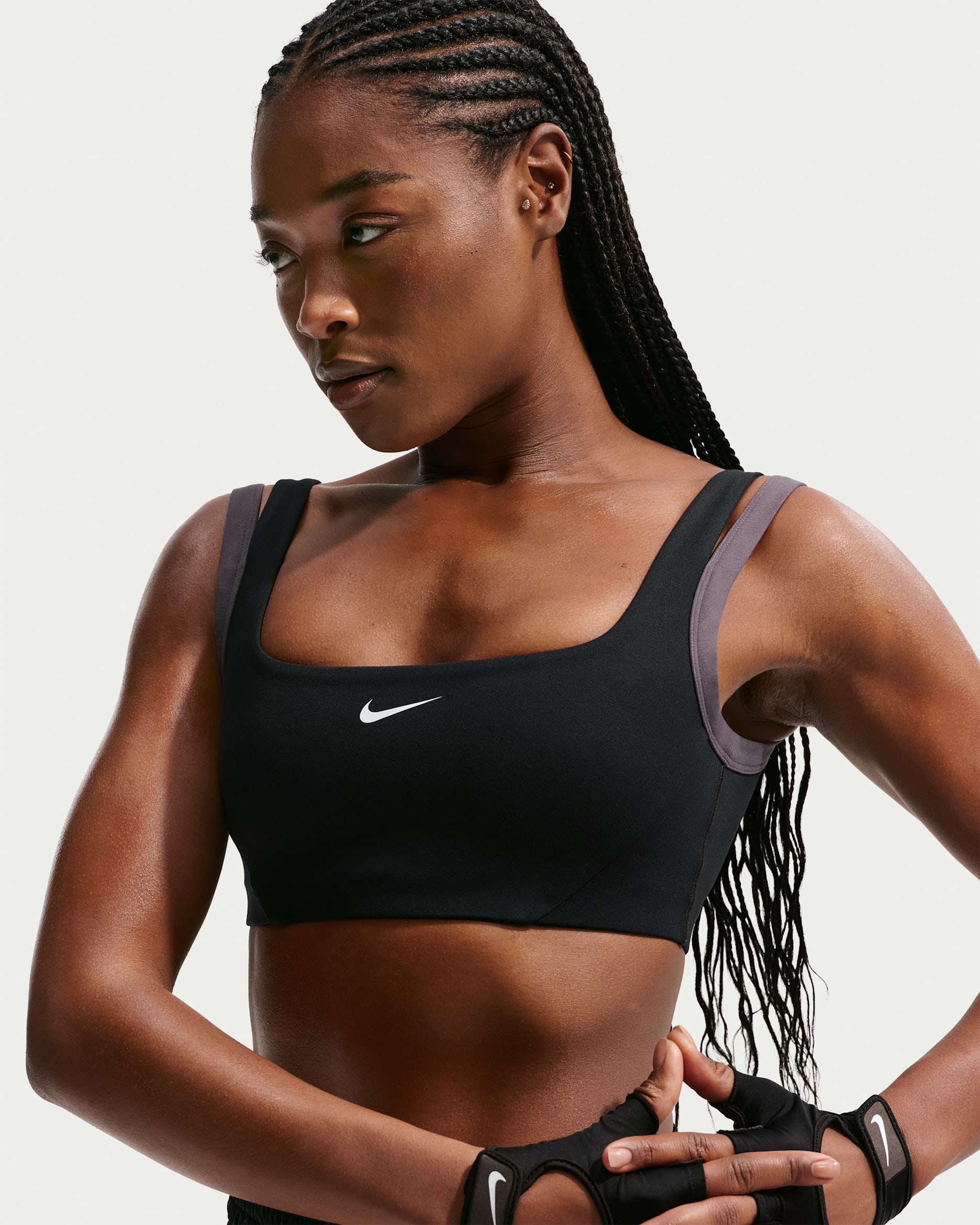 Nike One Women's Light-Support Sports Bra - Black/Thunder Grey/White/White