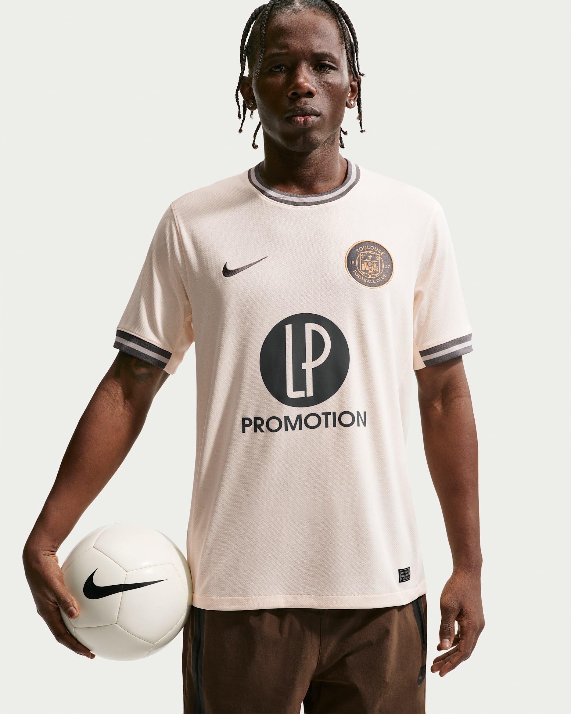 Replika pánského fotbalového dresu Toulouse FC Nike Dri-FIT - Natural/Pewter Grey/Iron Grey