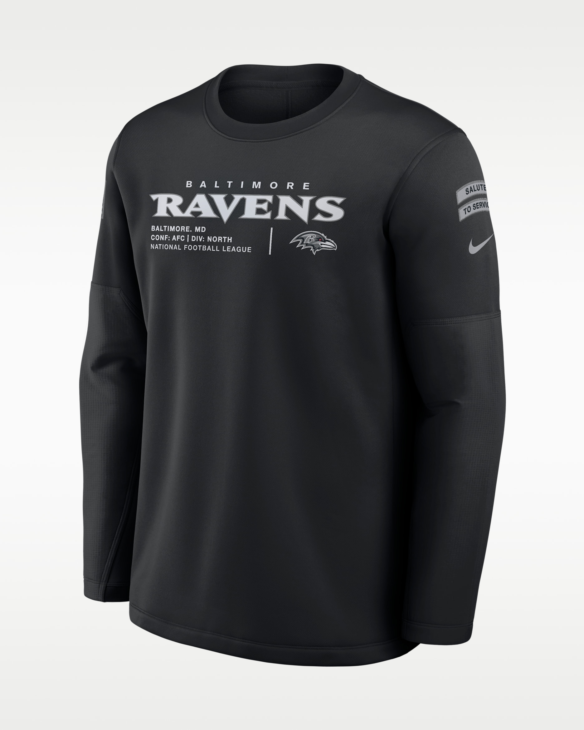 Baltimore Ravens Salute to Service Sideline Coaches Men's Nike NFL Pullover Crew - Black