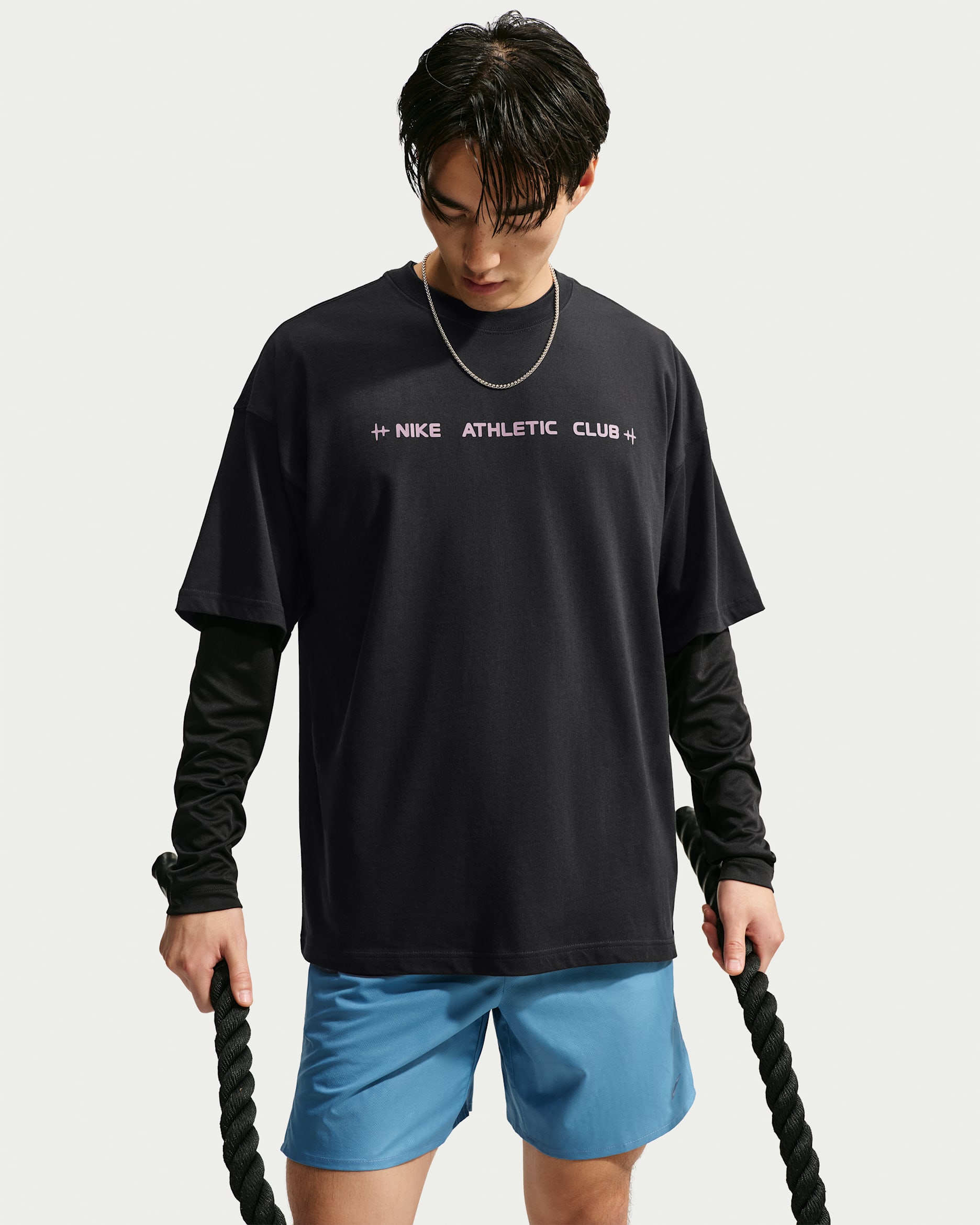 Ανδρικό T-Shirt σε φαρδιά γραμμή Nike N.A.C. - Μαύρο/Purple Smoke