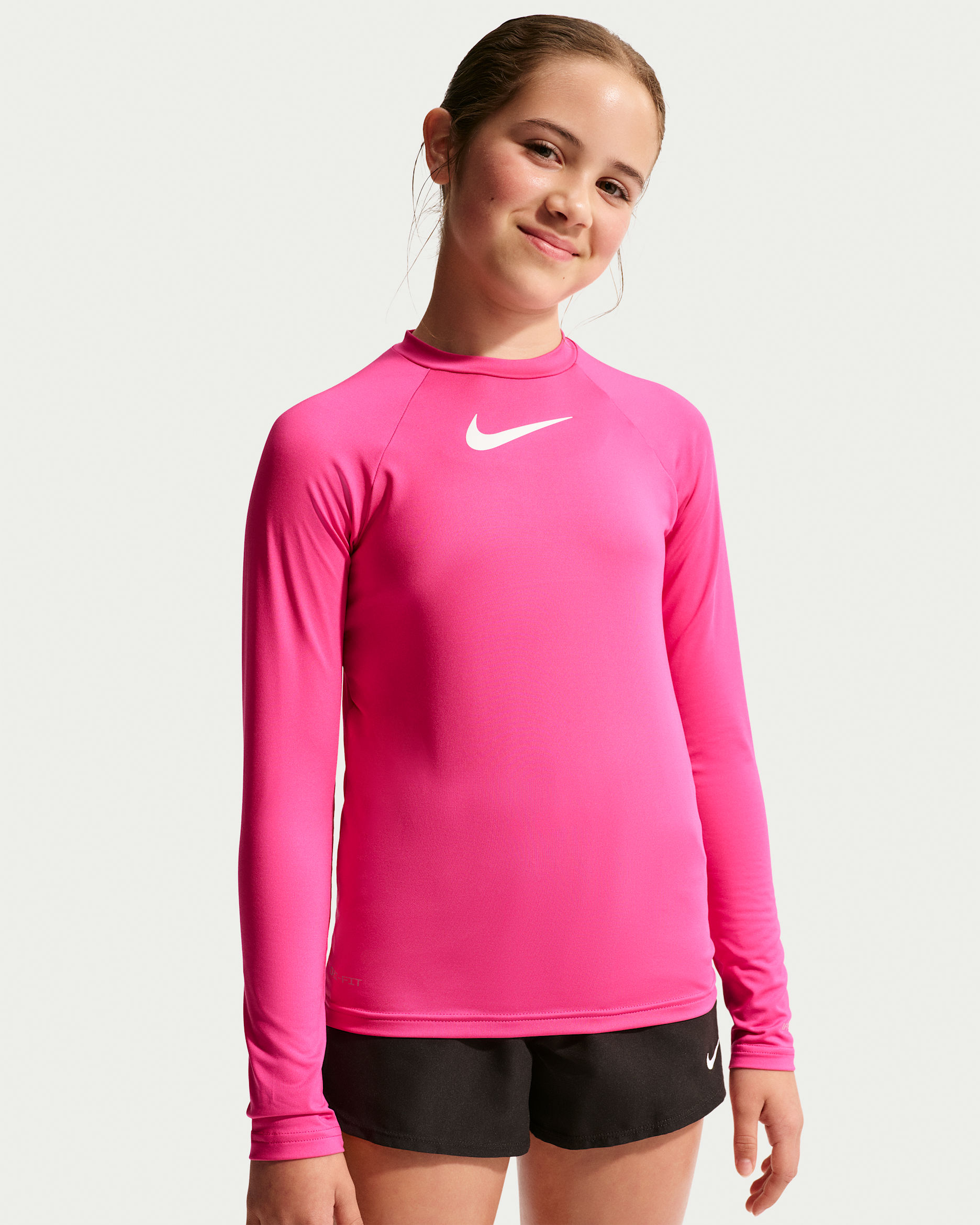 Playera de manga larga Dri-FIT UV para niña talla grande Nike Swim Hydroguard - Rosa desierto