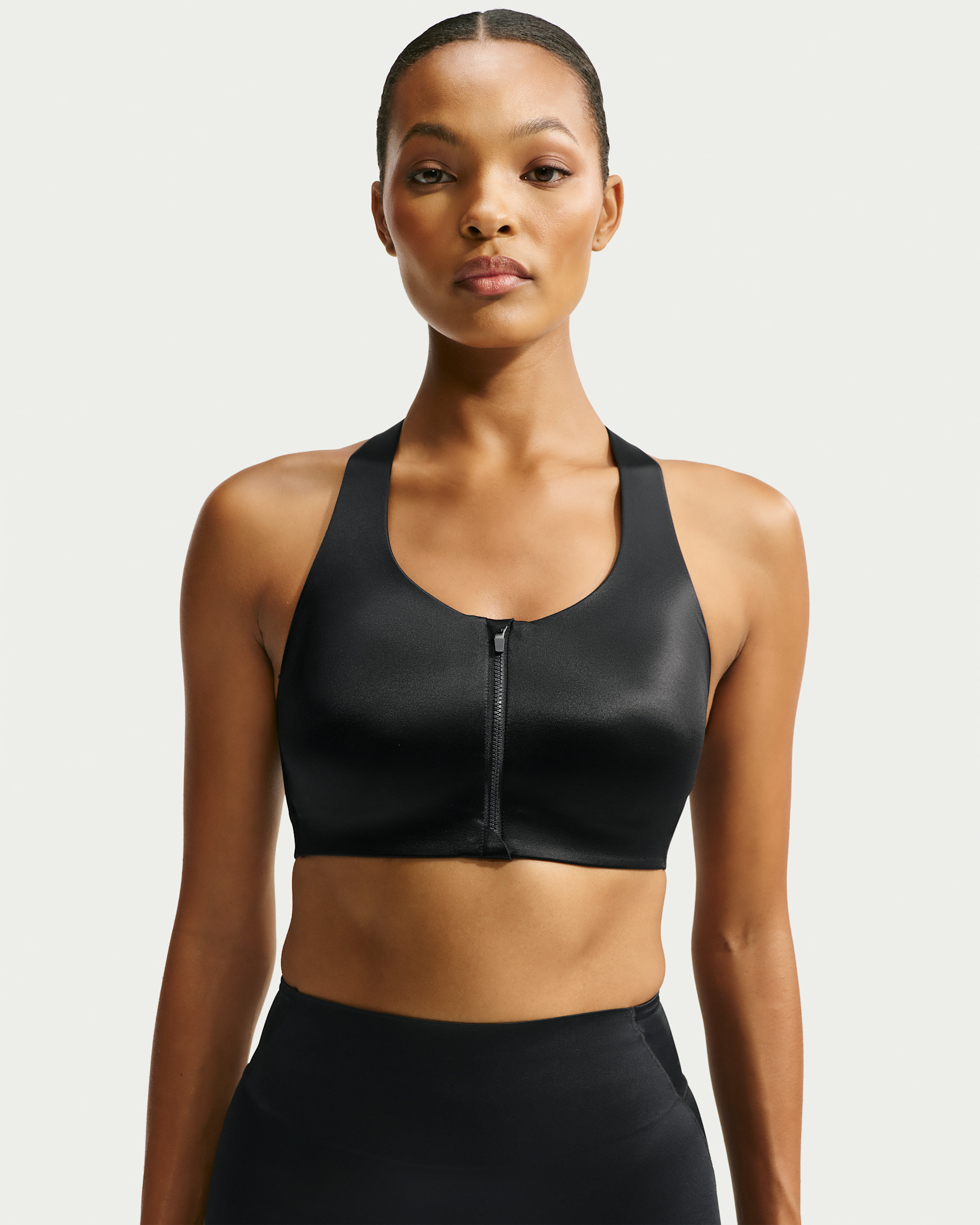NikeSKIMS Satin Shine Women's Front-Zip Bra - NSKM Obsidian/NSKM Obsidian