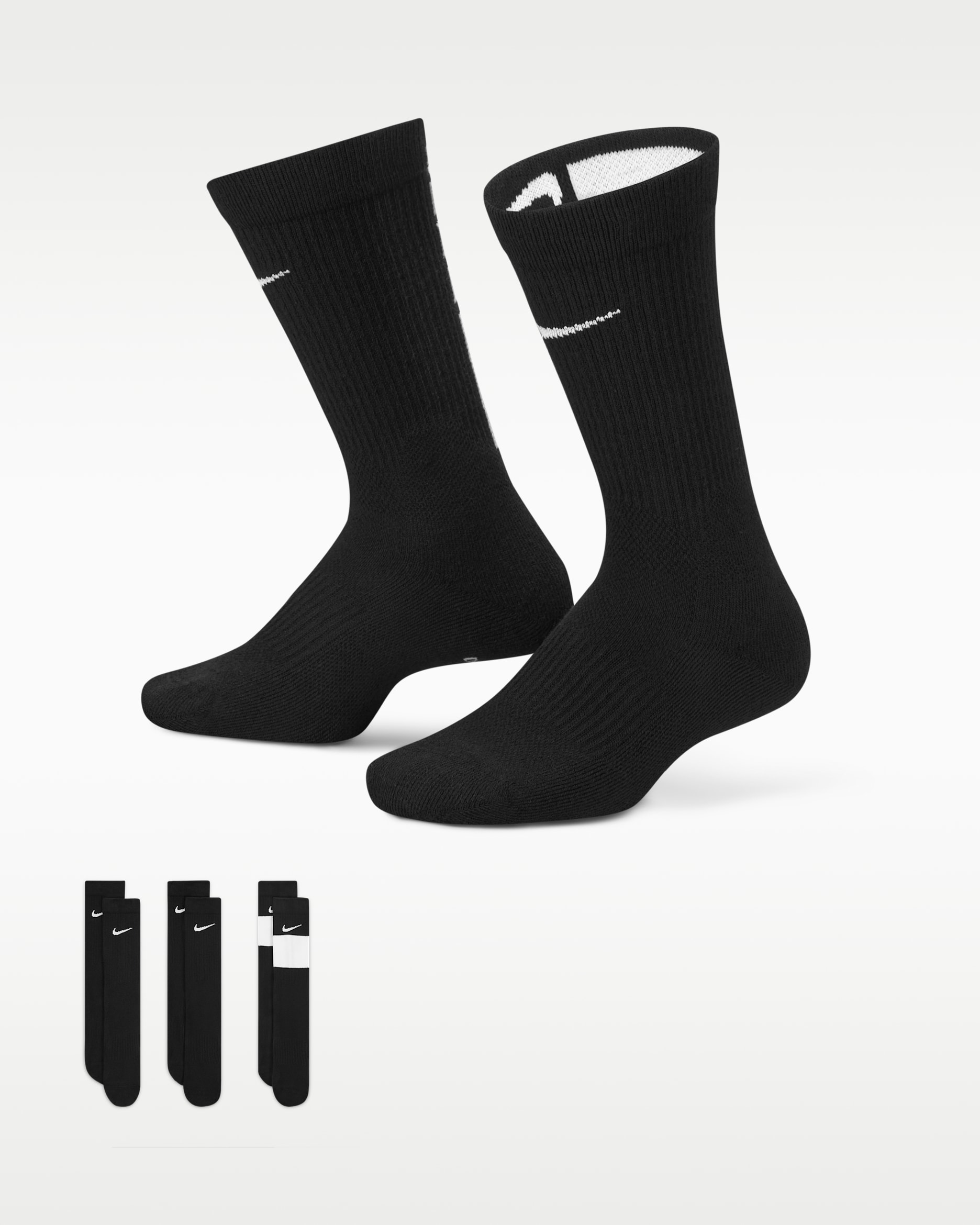 Nike Elite Kids' Basketball Crew Socks (3 Pairs) - Black/White