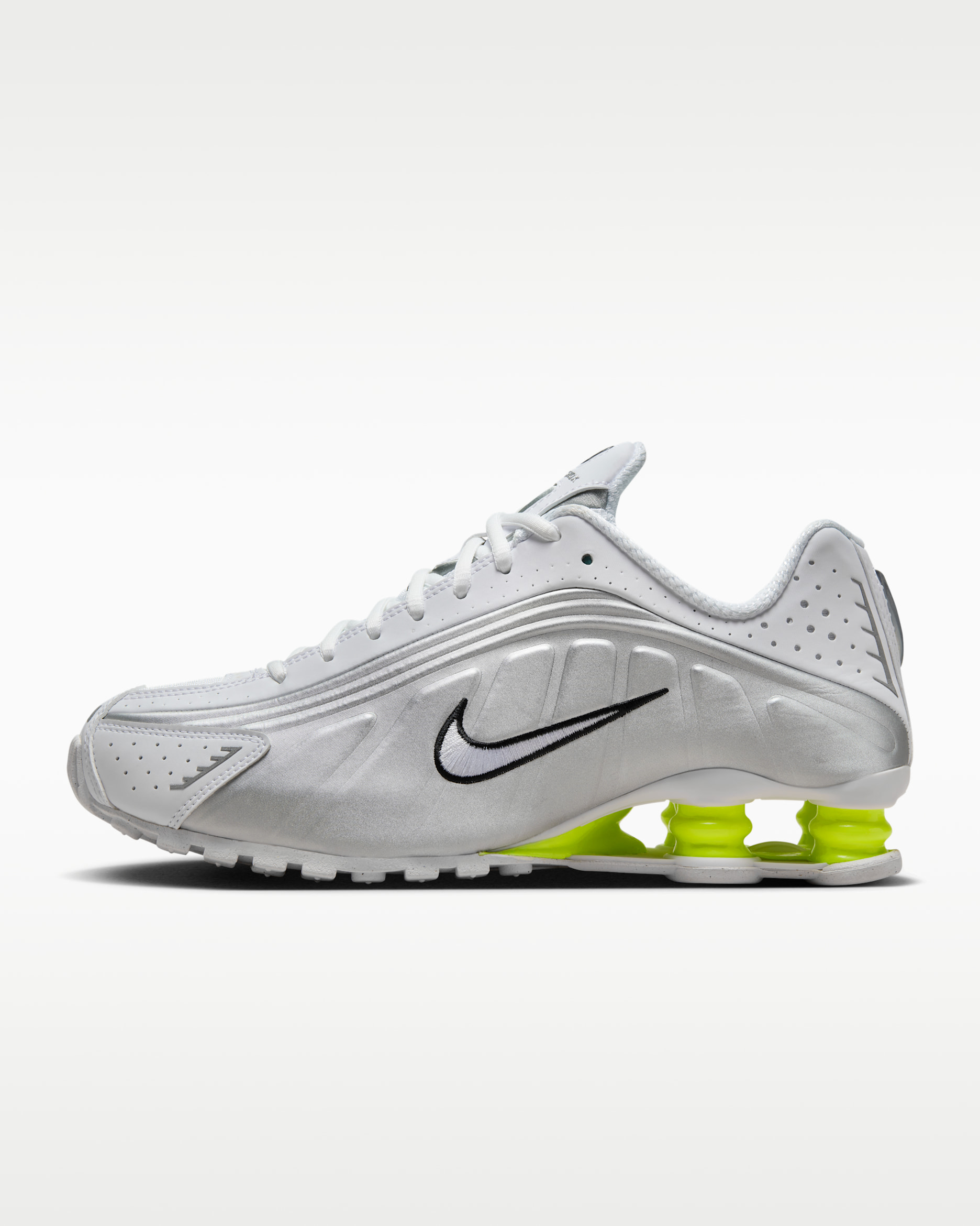 Nike Shox R4 女鞋 - 白色/Metallic Silver/Volt/白色
