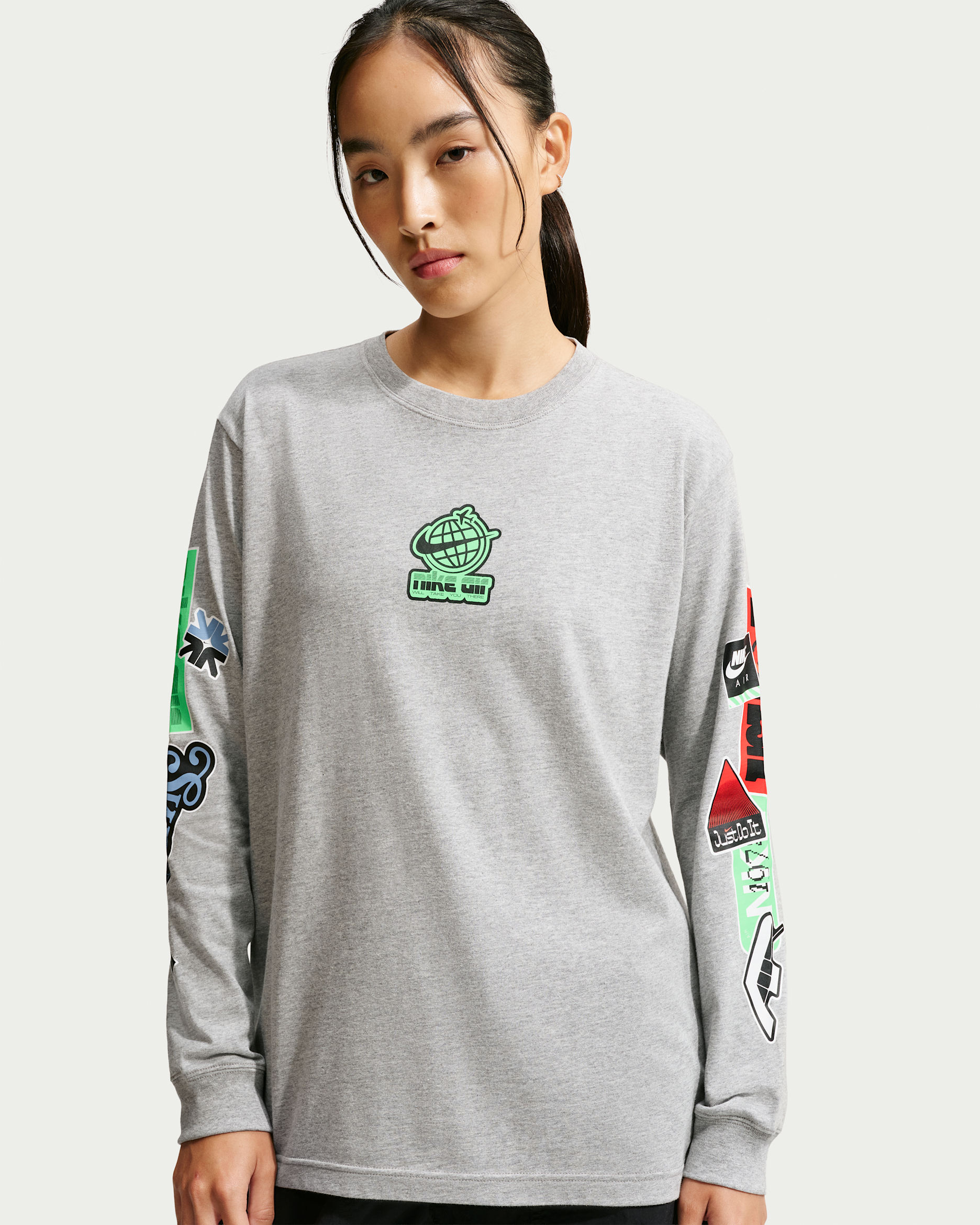 Nike Sportswear Classic Women's Oversized Long-Sleeve T-Shirt - Dark Grey Heather