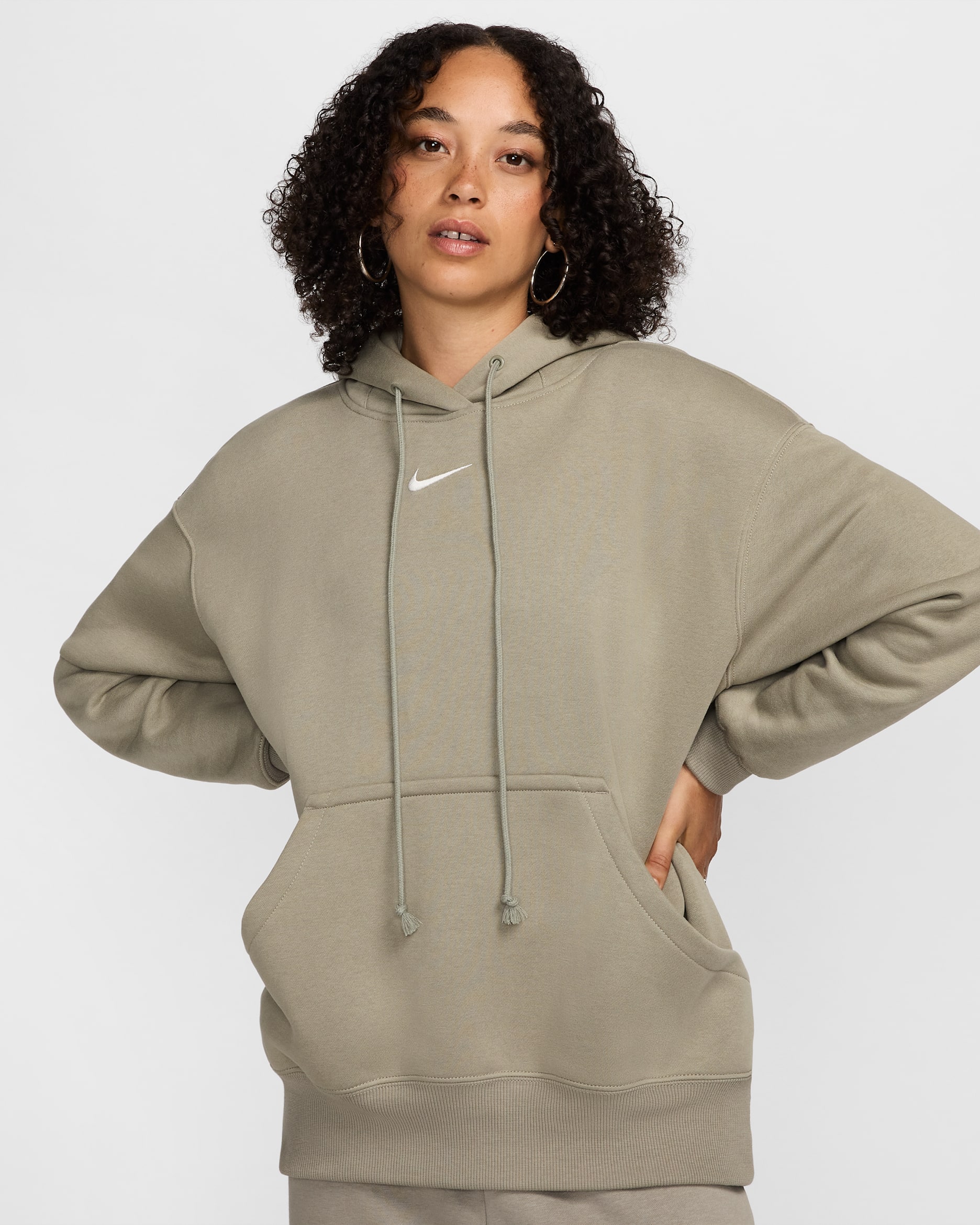 Sudadera con gorro sin cierre oversized para mujer Nike Sportswear Phoenix Fleece - Militar claro/Vela